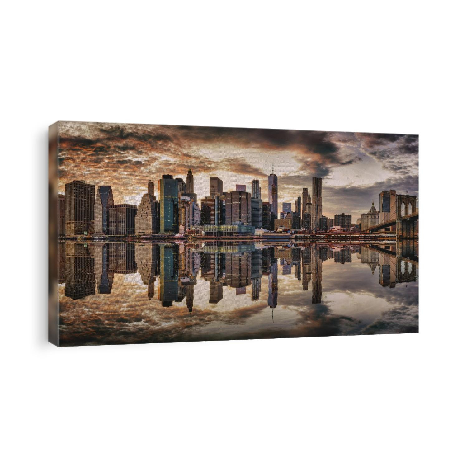 Panorama of New York City skyline at sunset
