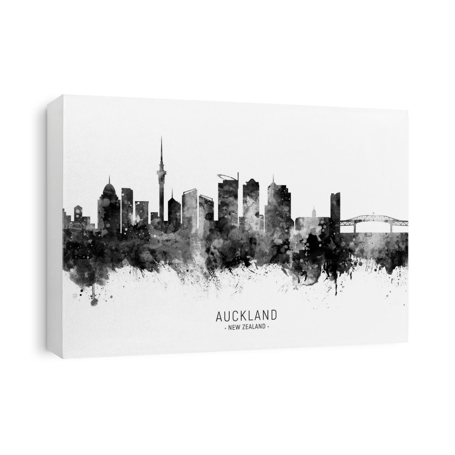 Watercolor art print of the skyline of Auckland, New Zealand