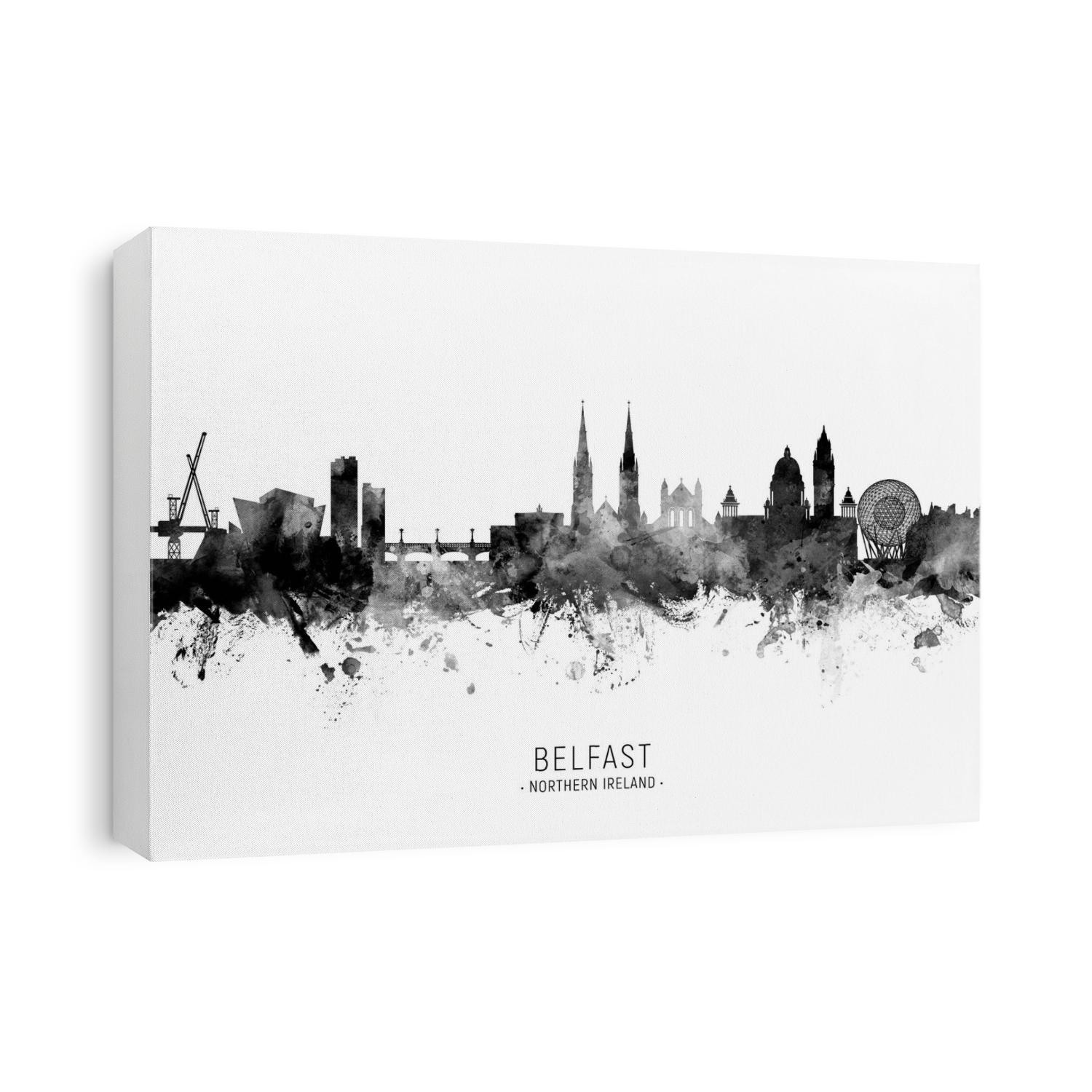 Watercolor art print of the skyline of Belfast, Northern Ireland