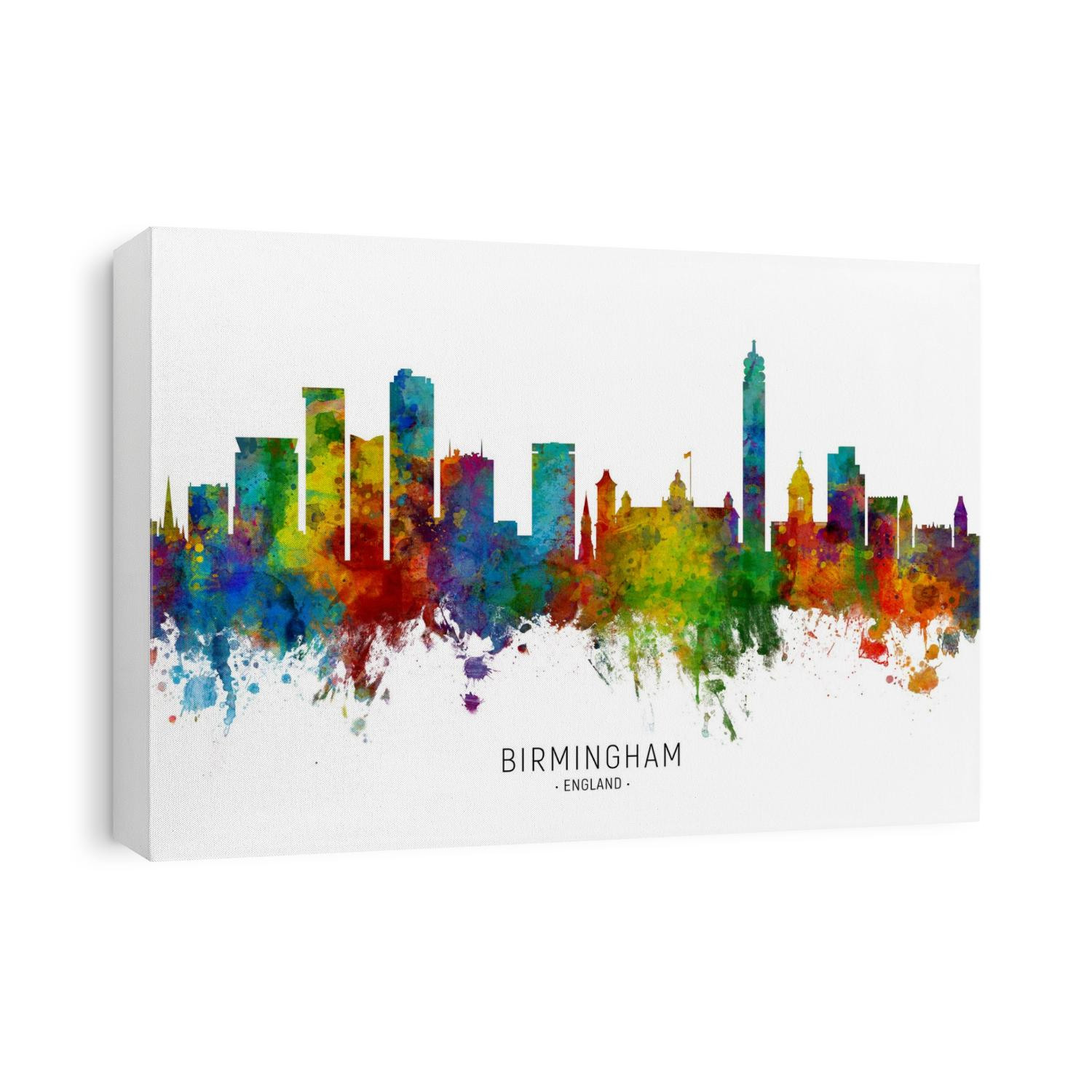 Watercolor art print of the skyline of Birmingham, England, United Kingdom