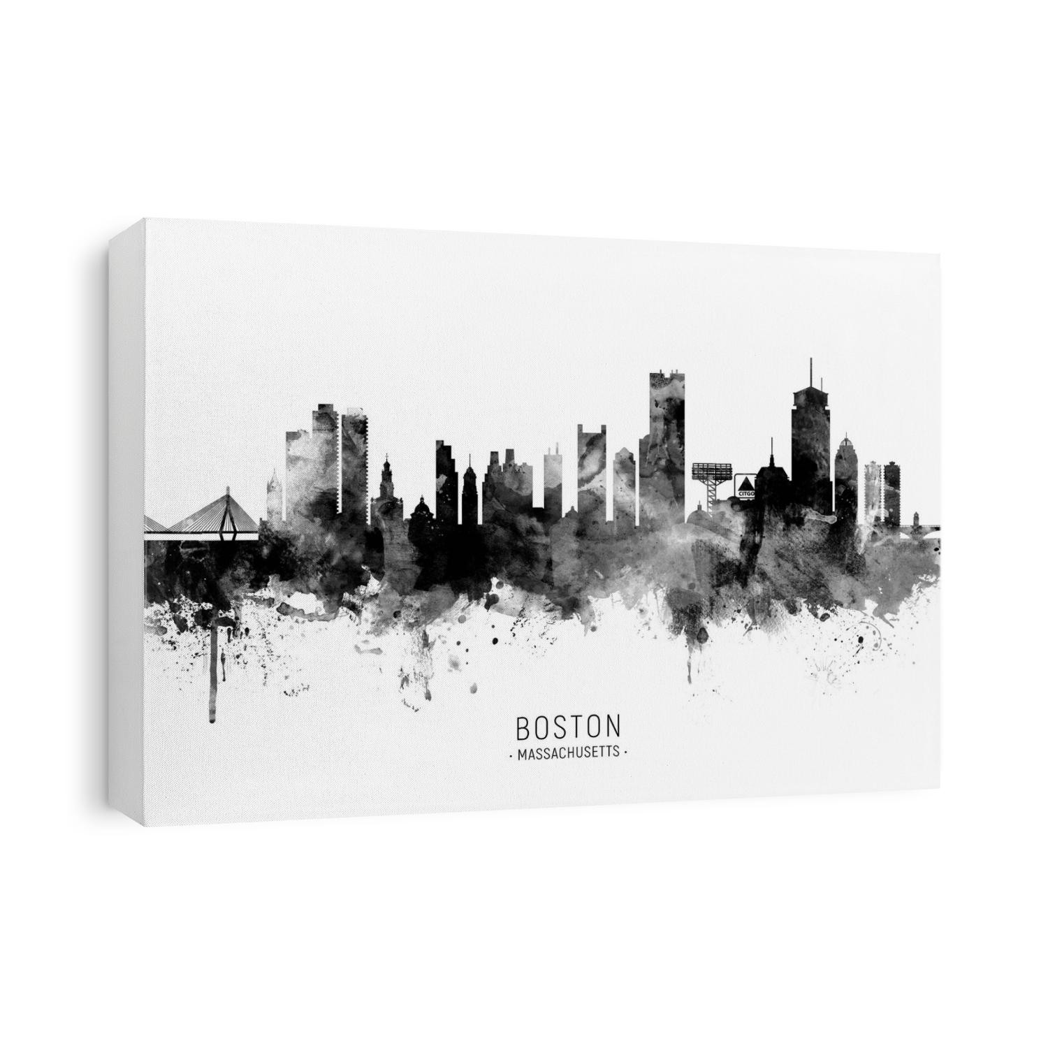 Watercolor art print of the skyline of Boston, Massachusetts, United States