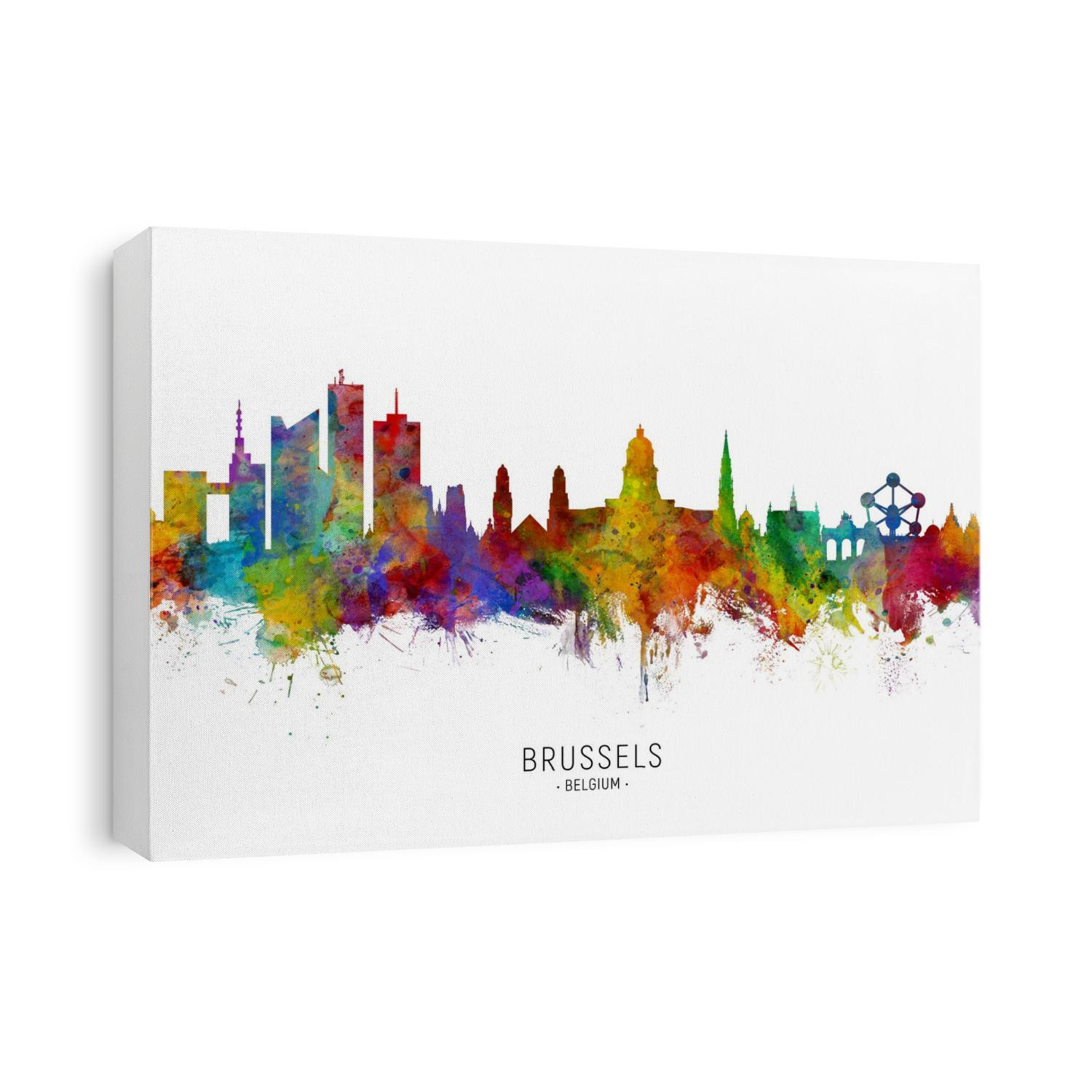Watercolor art print of the skyline of Brussels, Belgium