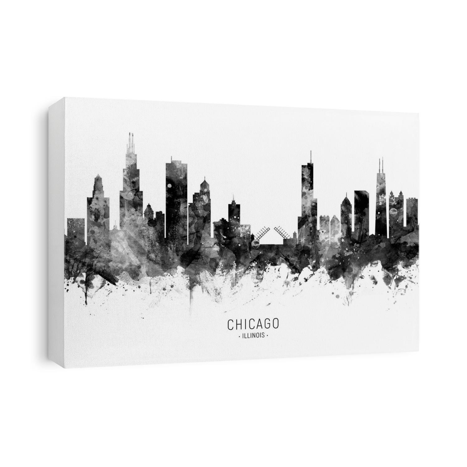 Watercolor art print of the skyline of Chicago, Illinois, United States