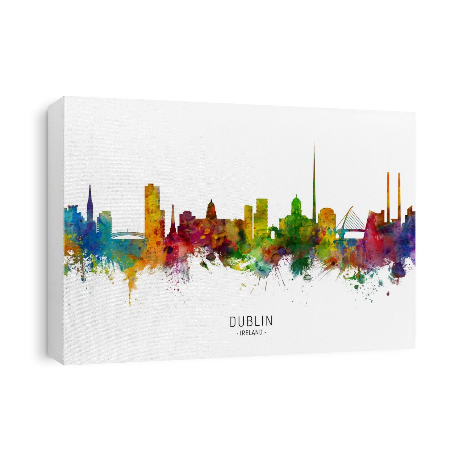 Watercolor art print of the skyline of Dublin, Ireland