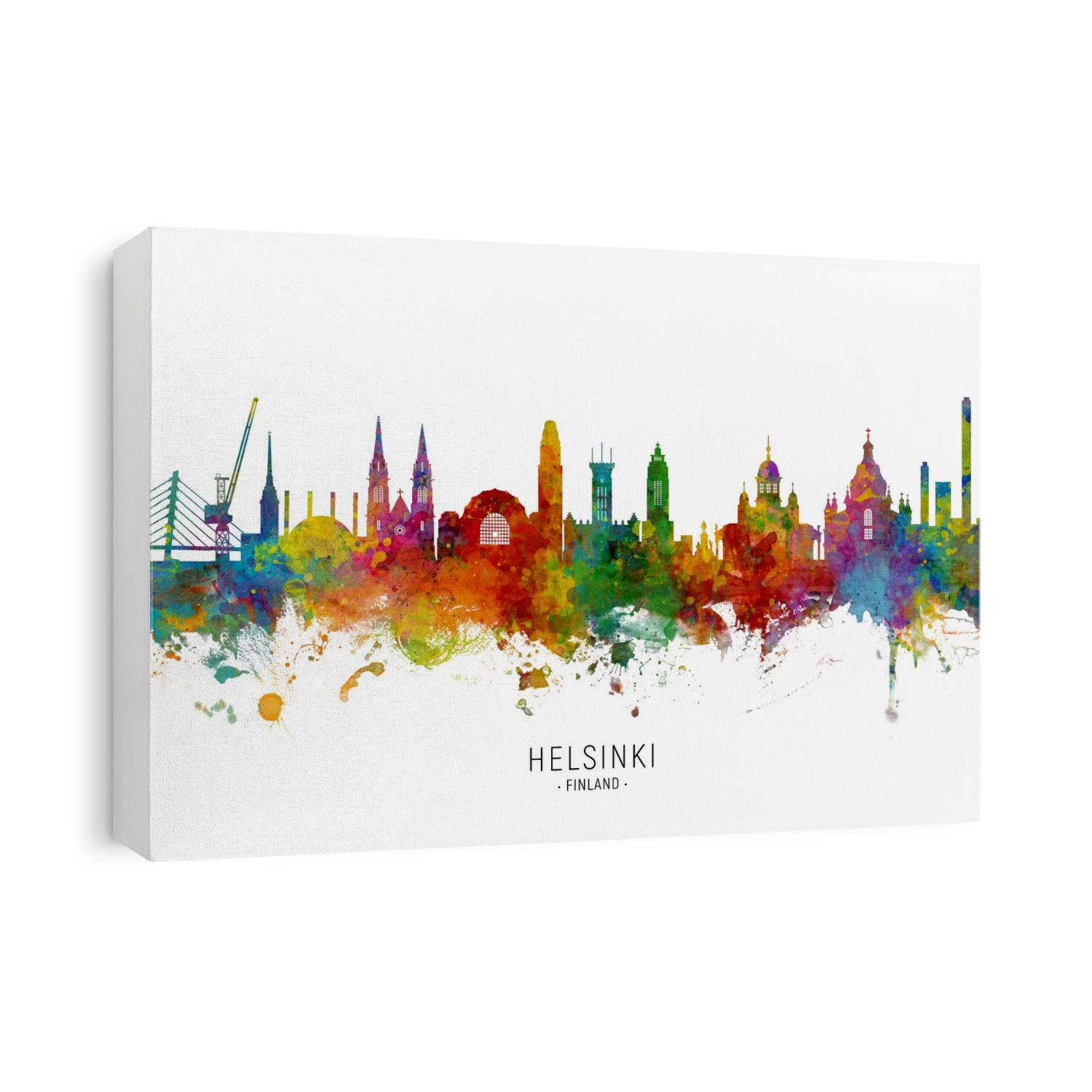 Watercolor art print of the skyline of Helsinki, Finland