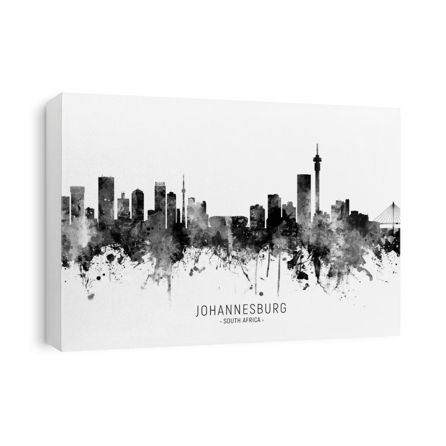 Watercolor art print of the skyline of Johannesburg, South Africa