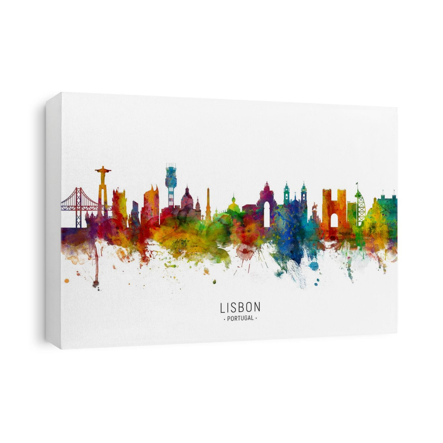 Watercolor art print of the skyline of Lisbon, Portugal