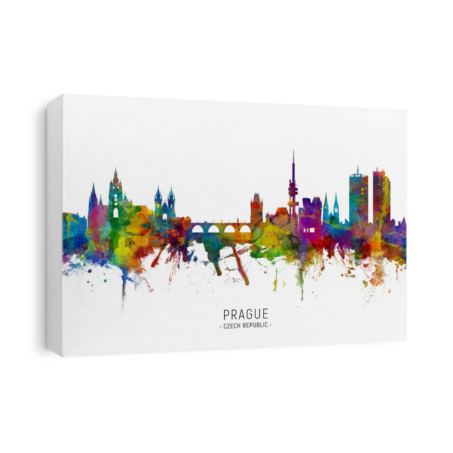 Watercolor art print of the skyline of Prague, Czech Republic (Praha)
