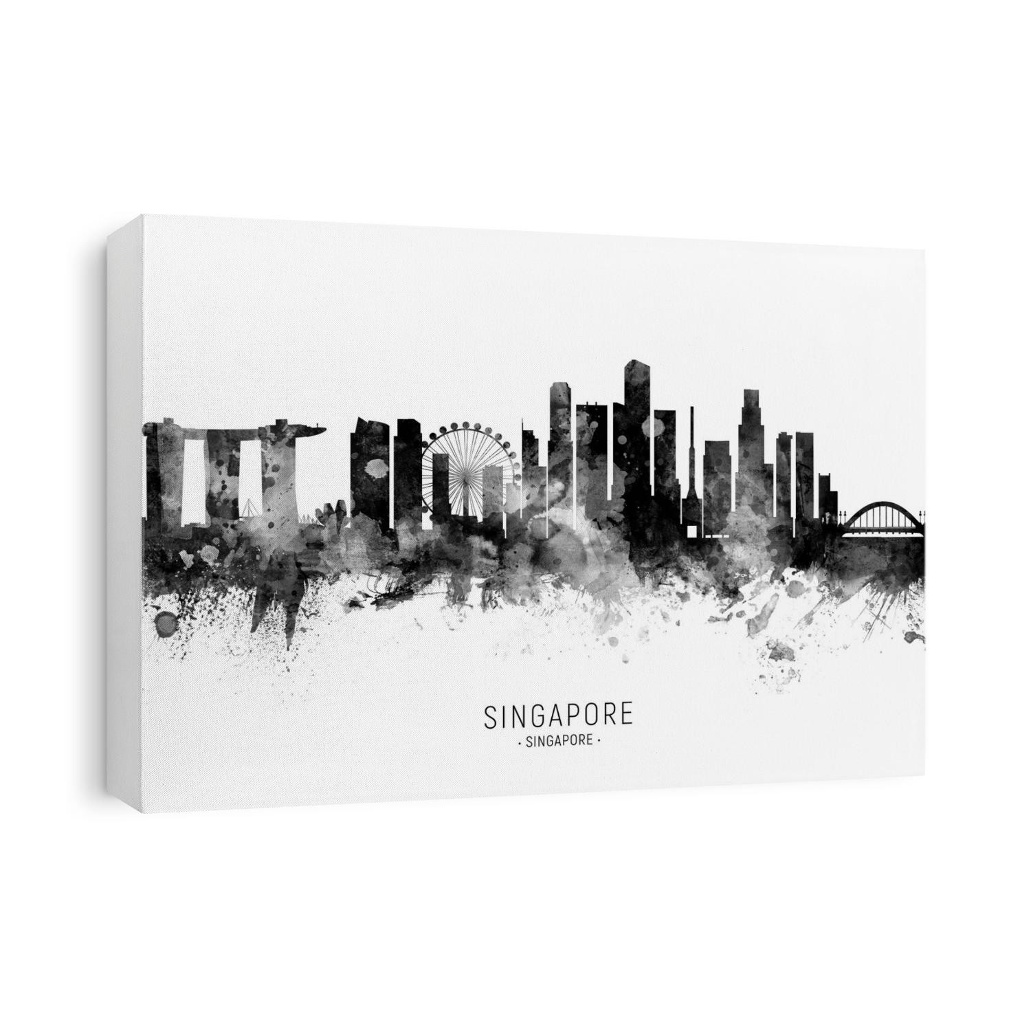 Watercolor art print of the skyline of Singapore
