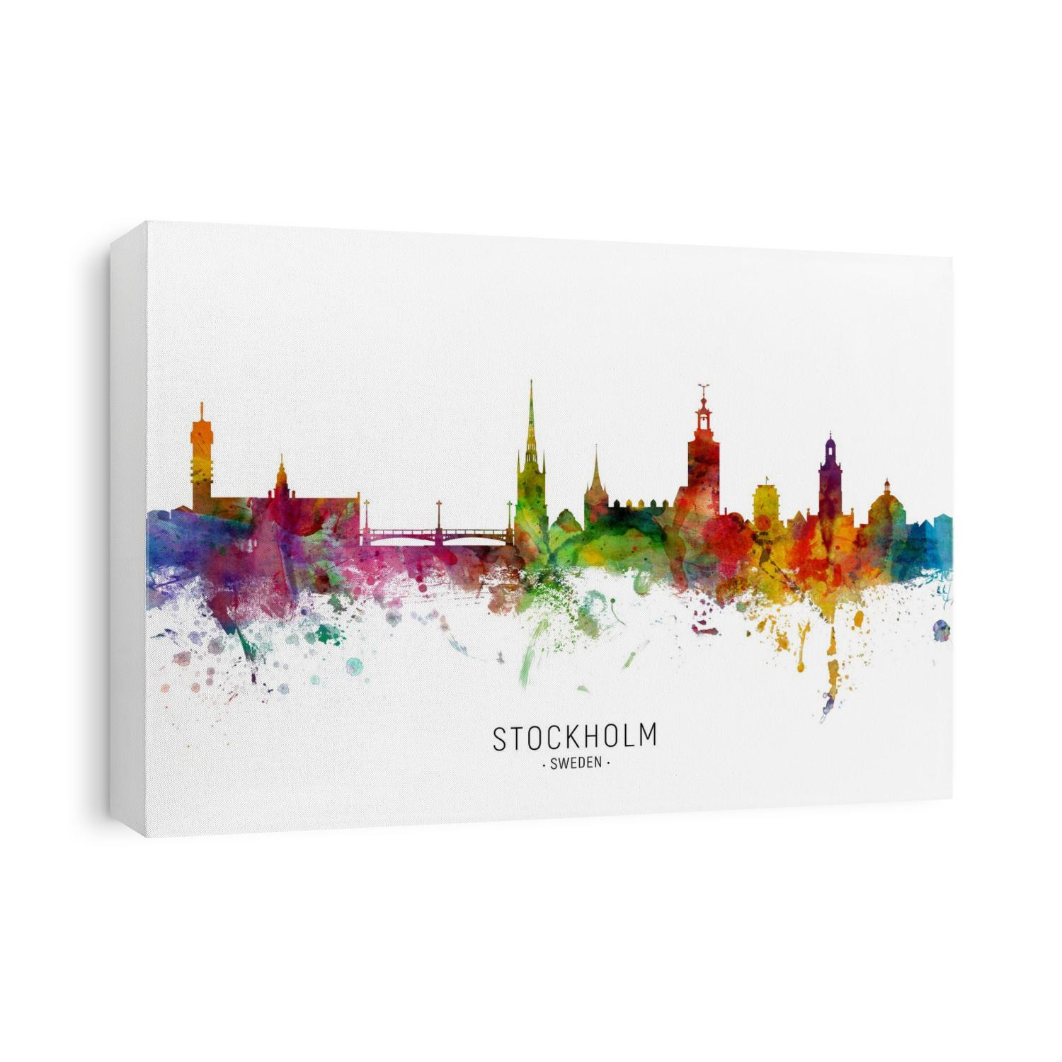 Watercolor art print of the skyline of Stockholm, Sweden (Sverige)