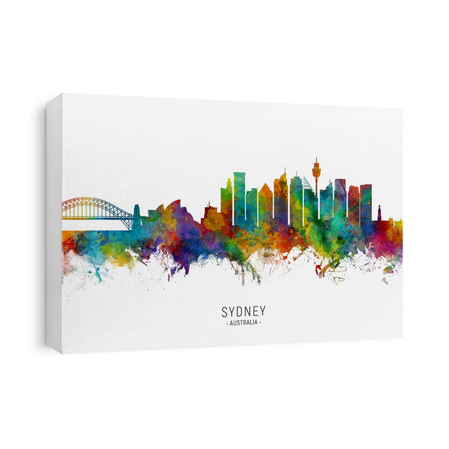 Watercolor art print of the skyline of Sydney, Australia