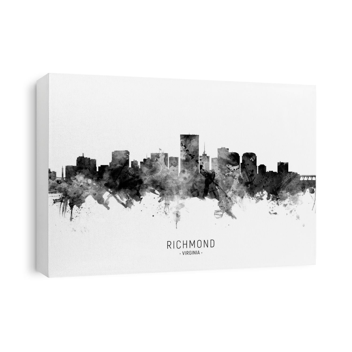 Watercolor art print of the skyline of Richmond, Virginia, United States