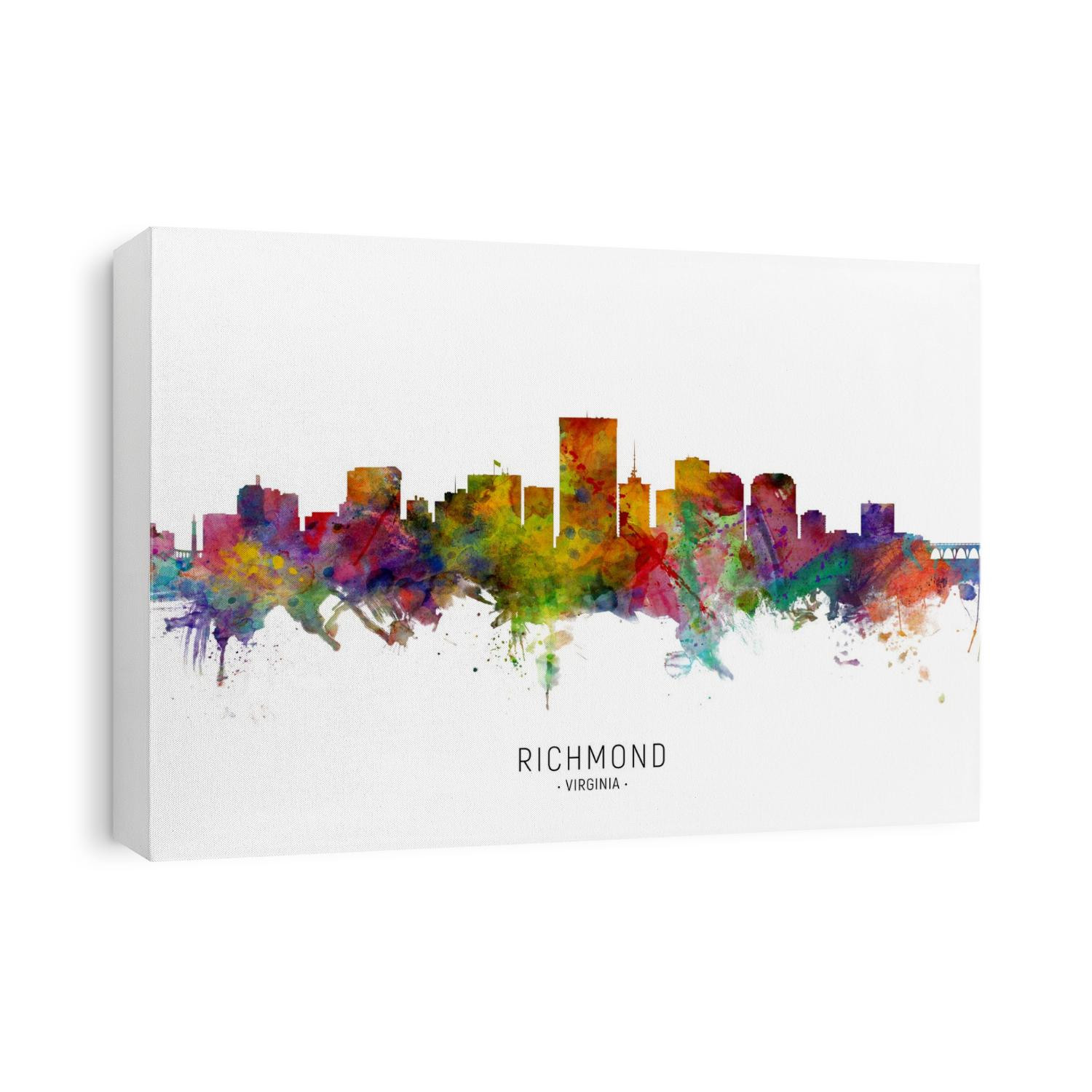 Watercolor art print of the skyline of Richmond, Virginia, United States