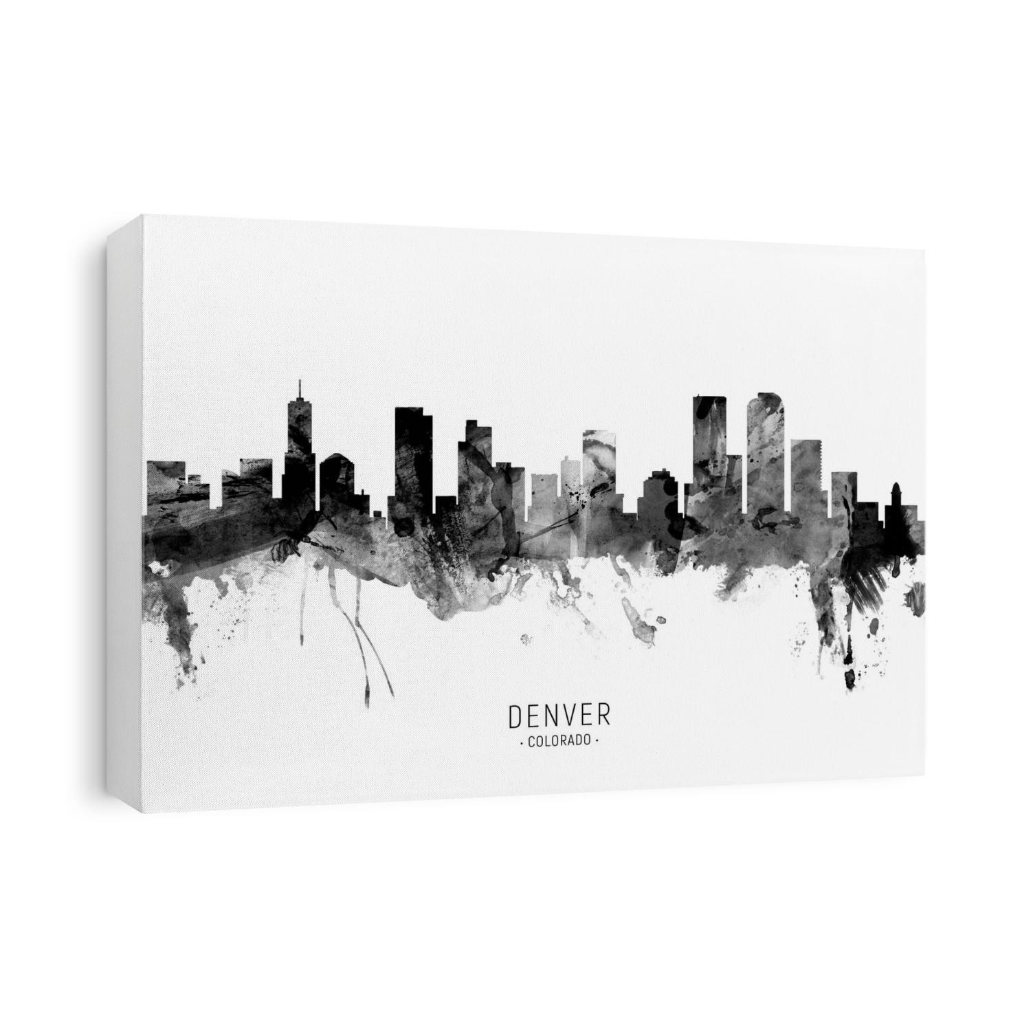 Watercolor art print of the skyline of Denver, Colorado, United States