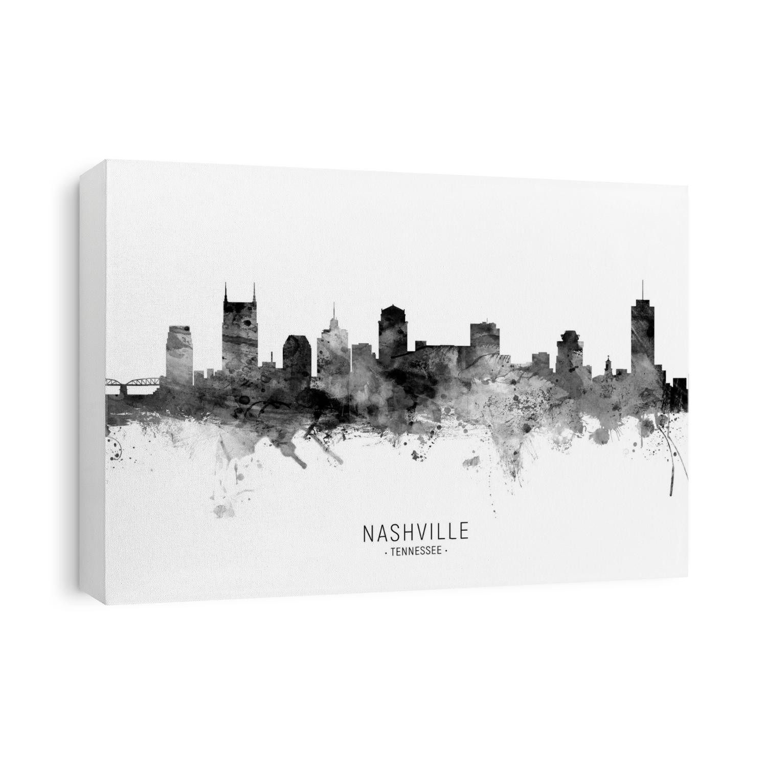Watercolor art print of the skyline of Nashville, Tennessee, United States