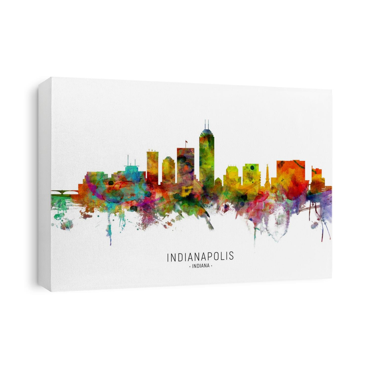 Watercolor art print of the skyline of Indianapolis, Indiana, United States