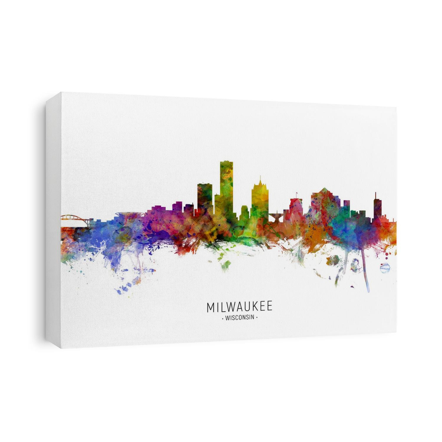Watercolor art print of the skyline of Milwaukee, Wisconsin, United States