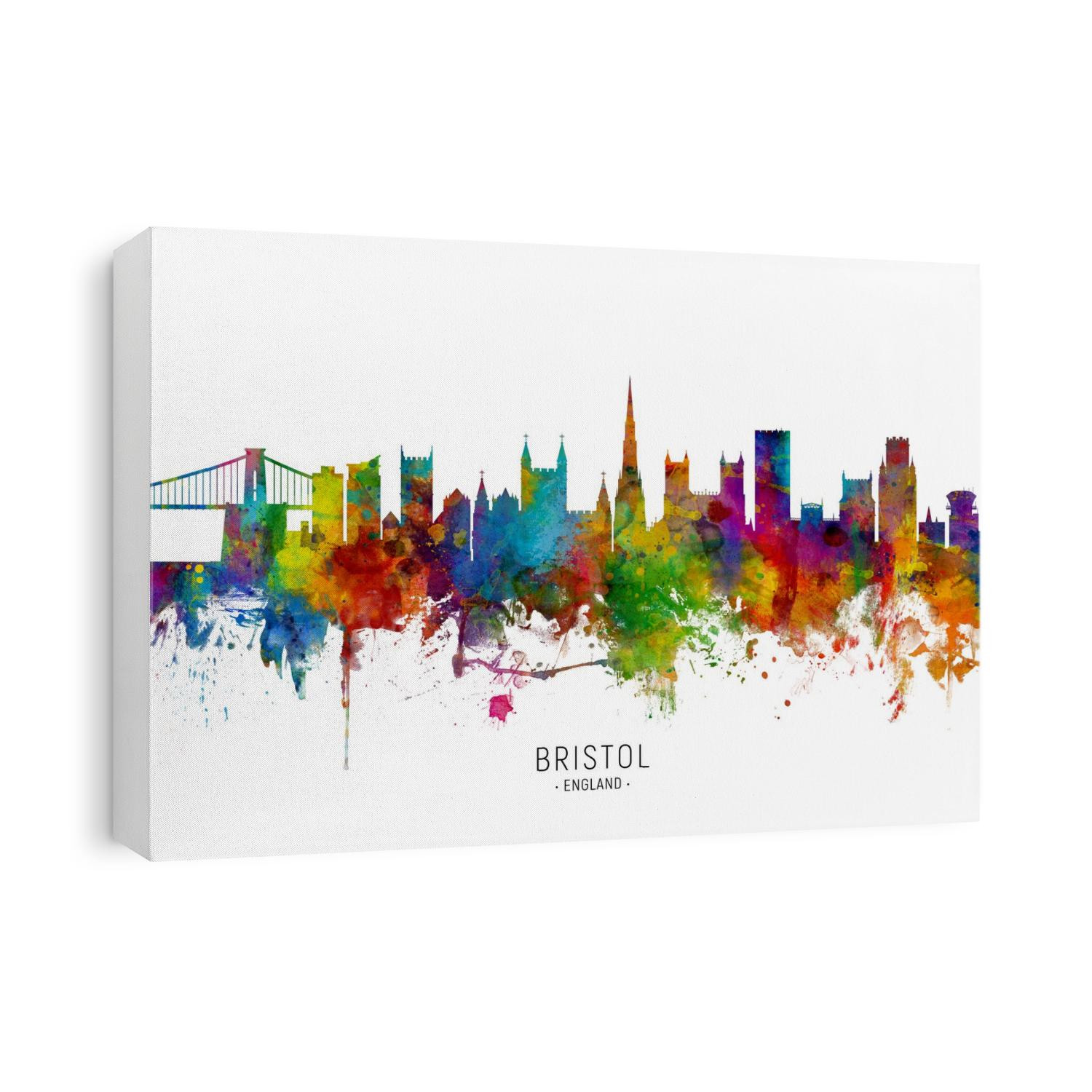 Watercolor art print of the skyline of Bristol, England, United Kingdom