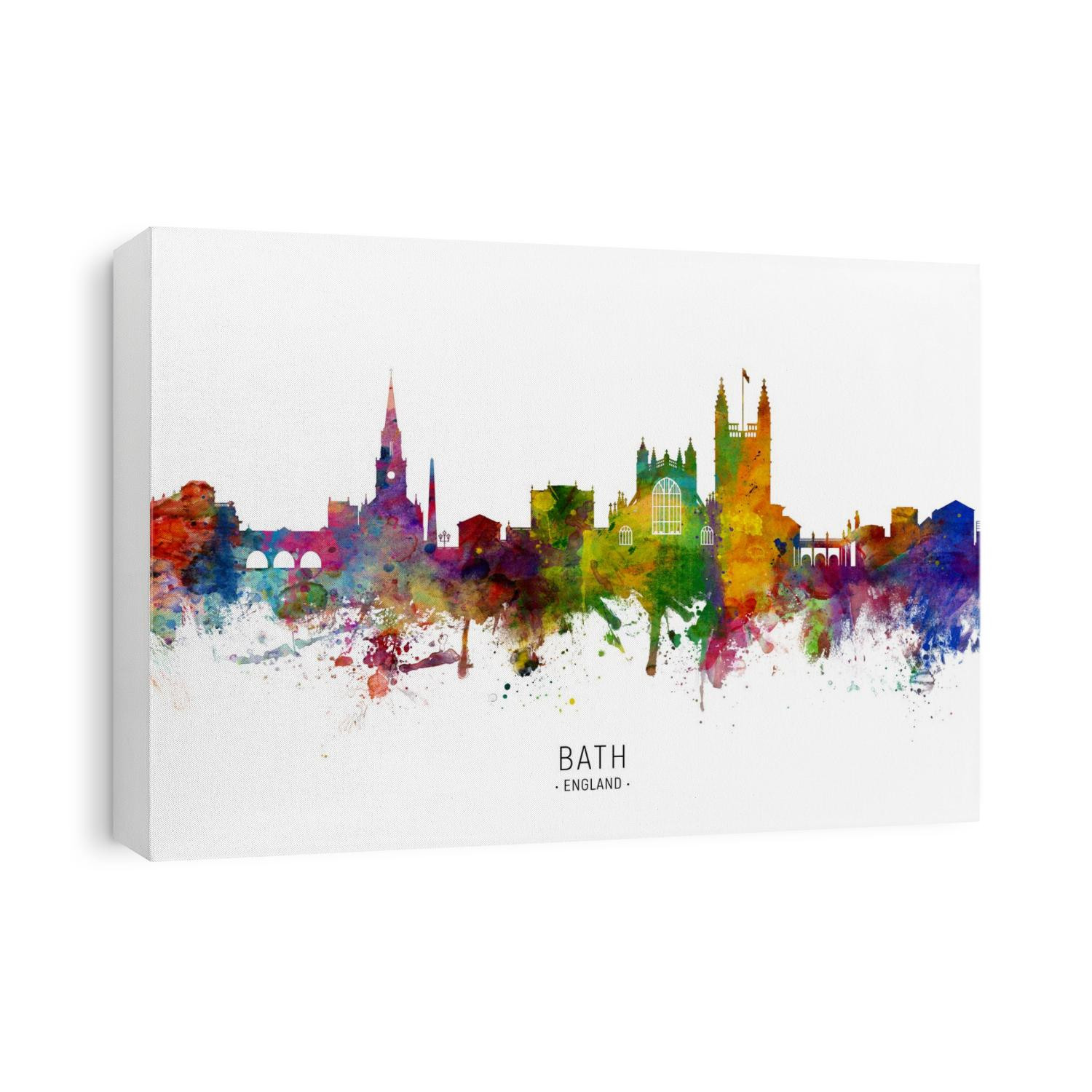 Watercolor art print of the skyline of Bath, England
