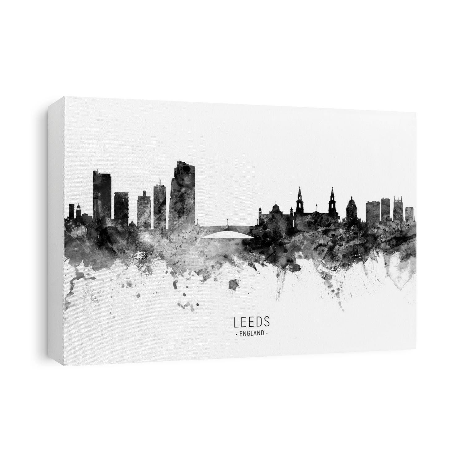 Watercolor art print of the skyline of Leeds, England, United Kingdom