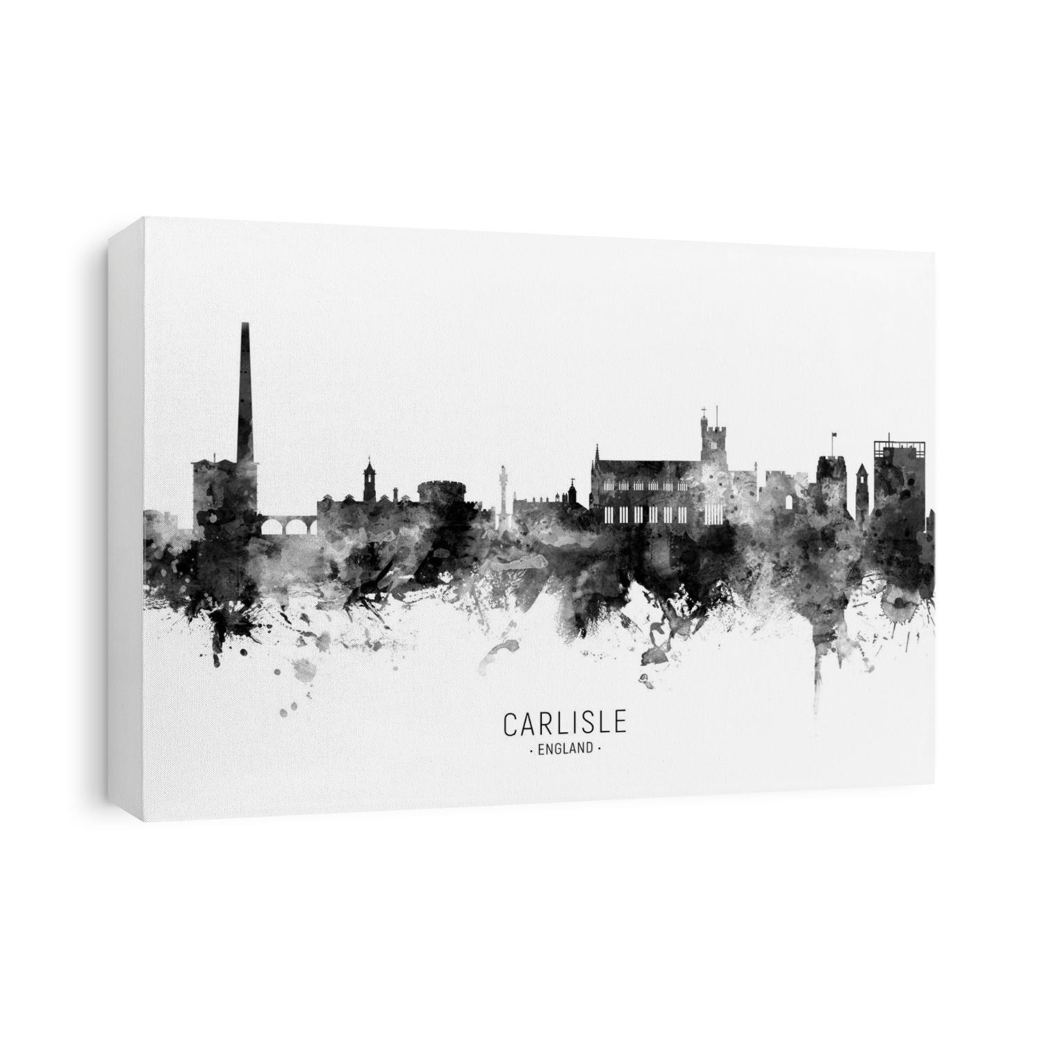 Watercolor art print of the skyline of Carlisle, England, United Kingdom