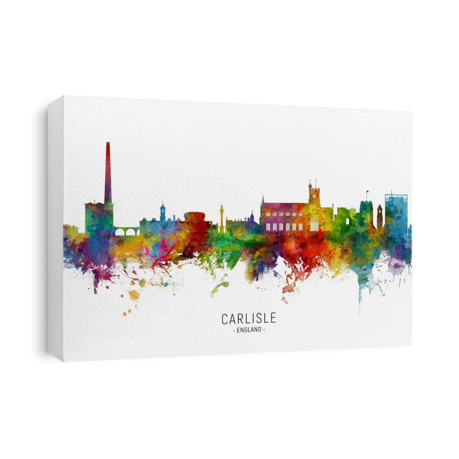 Watercolor art print of the skyline of Carlisle, England, United Kingdom