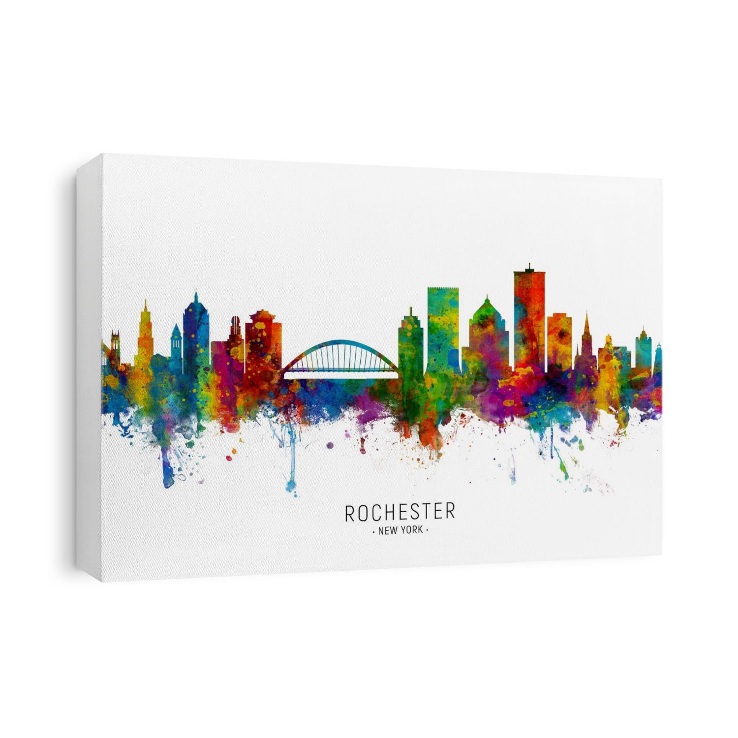 Watercolor art print of the skyline of Rochester, New York, United States
