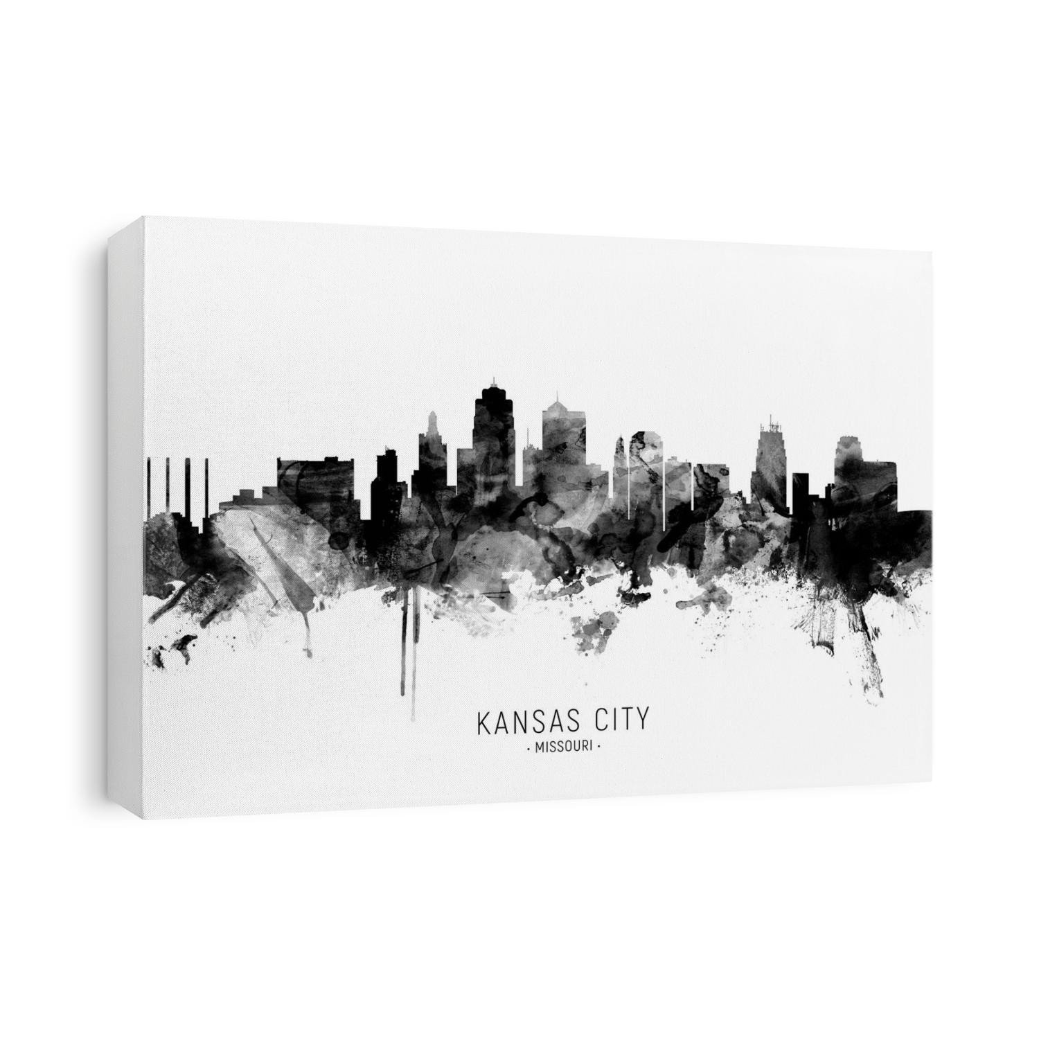 Watercolor art print of the skyline of Kansas City, Missouri, United States
