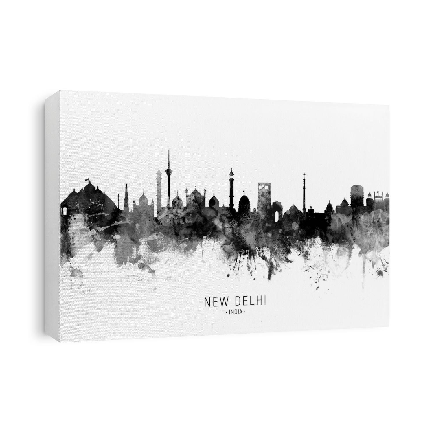 Watercolor art print of the skyline of New Delhi, India