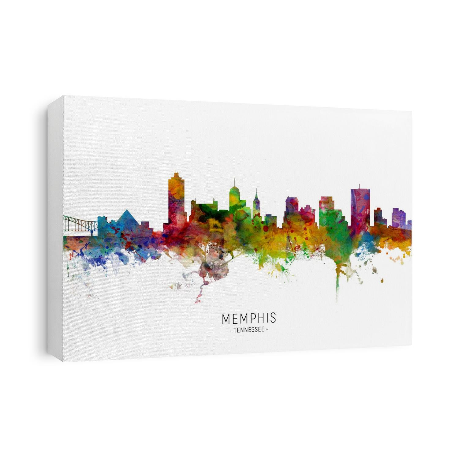 Watercolor art print of the skyline of Memphis, Tennessee, United States