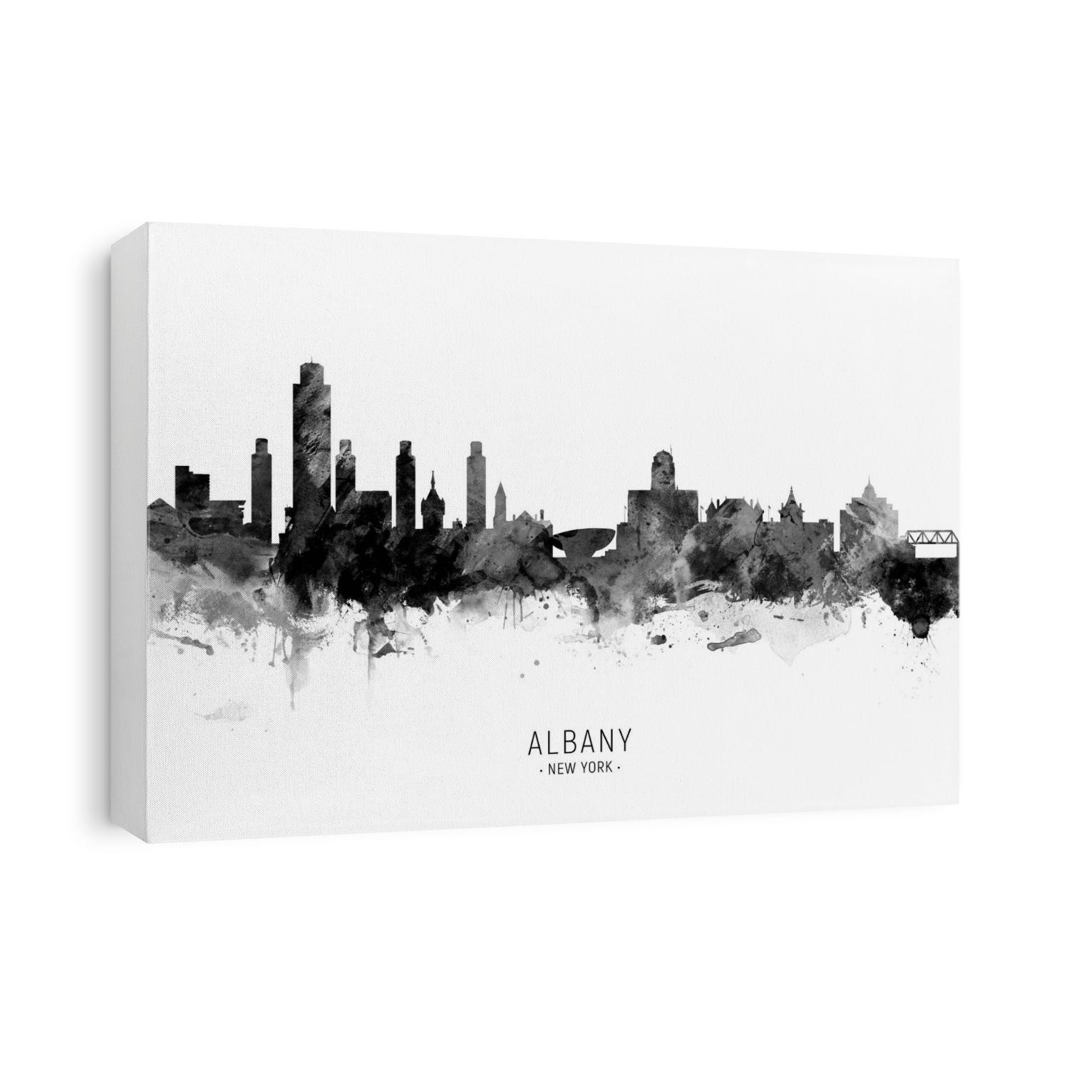 Watercolor art print of the skyline of Albany, New York, United States