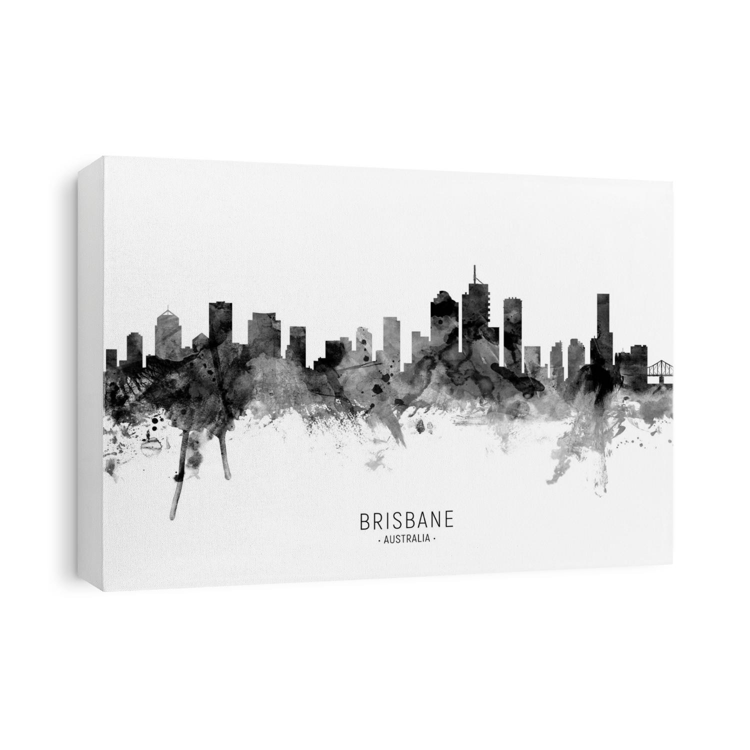 Watercolor art print of the skyline of Brisbane, Queensland, Australia