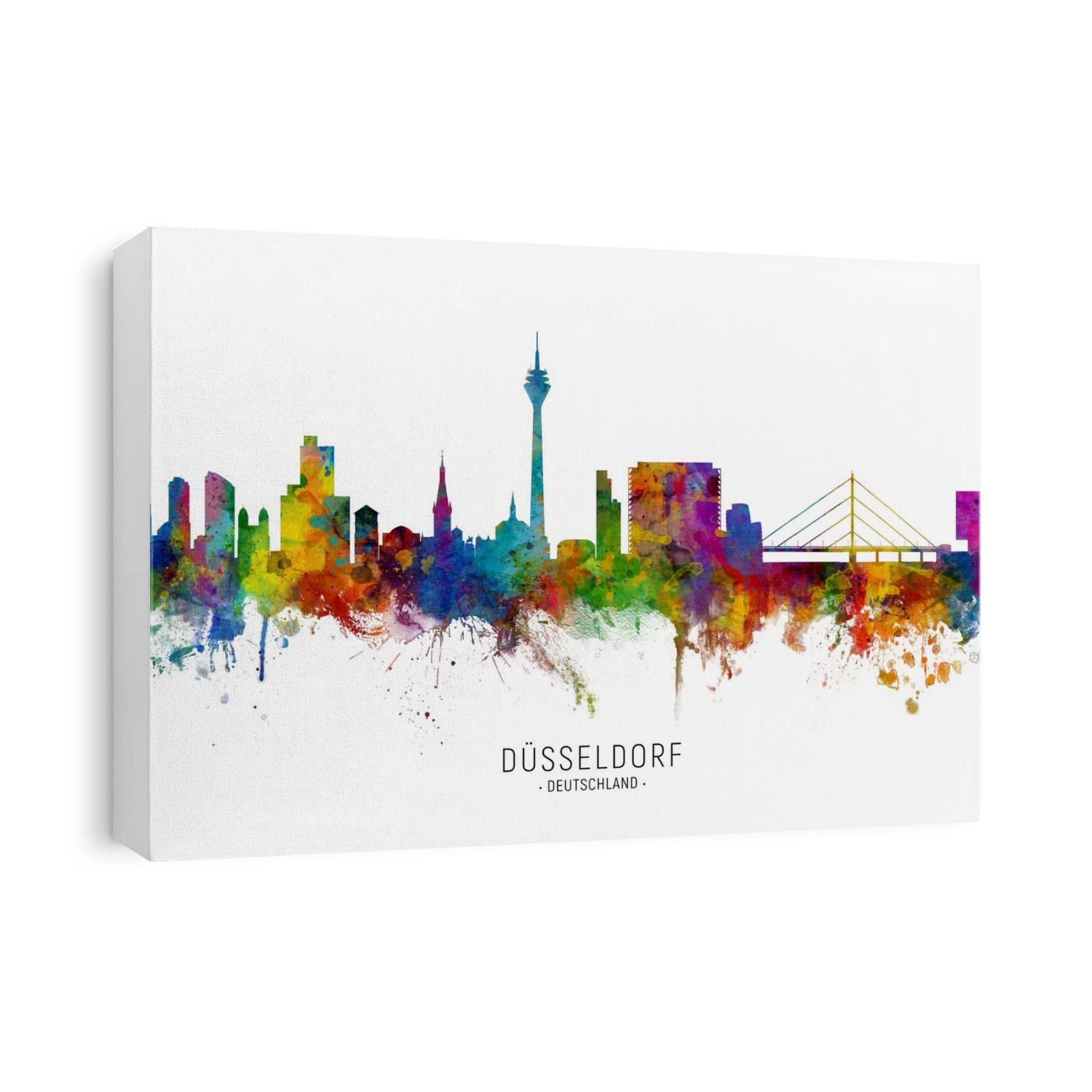 Watercolor art print of the skyline of Düsseldorf, Germany 