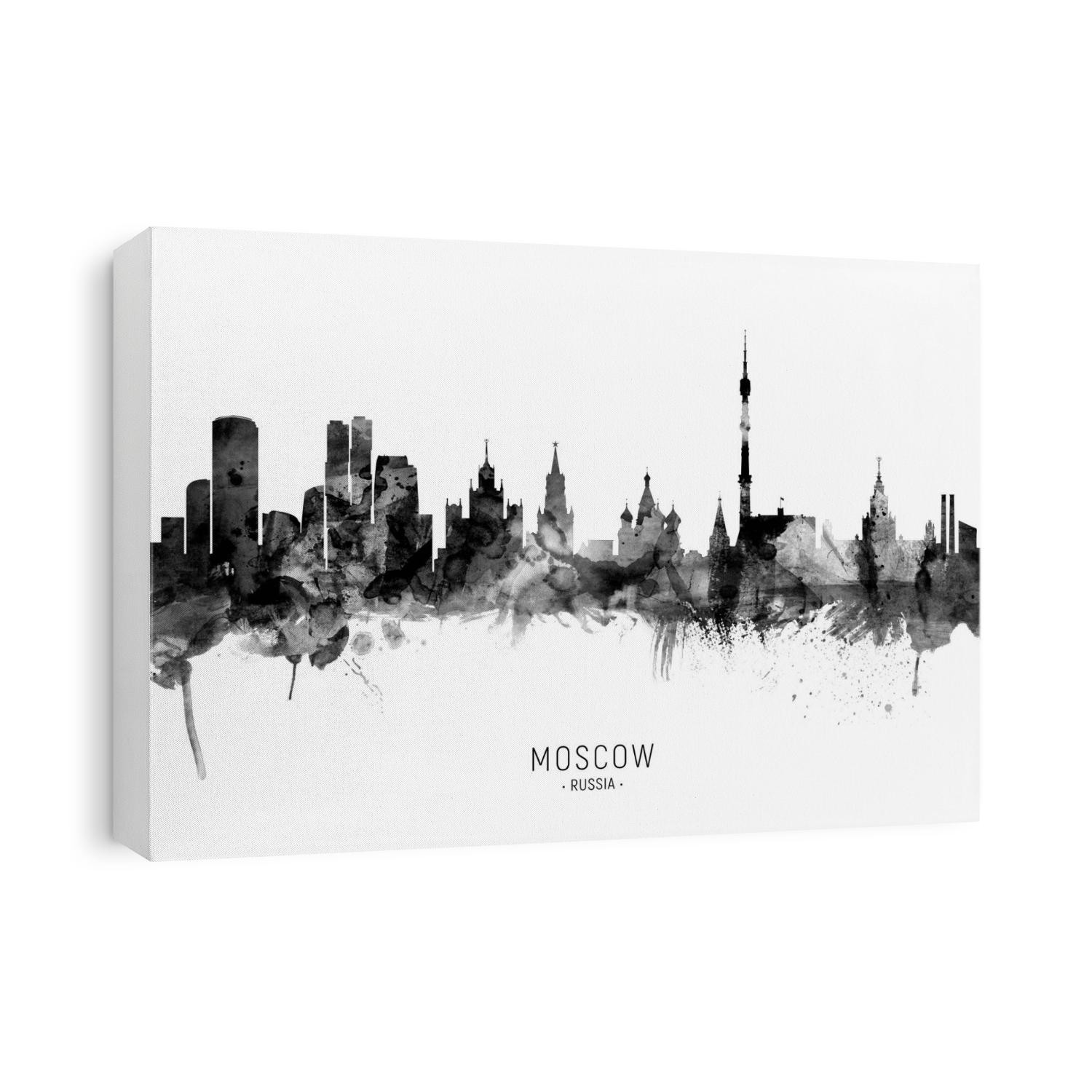 Watercolor art print of the skyline of Moscow, Russia