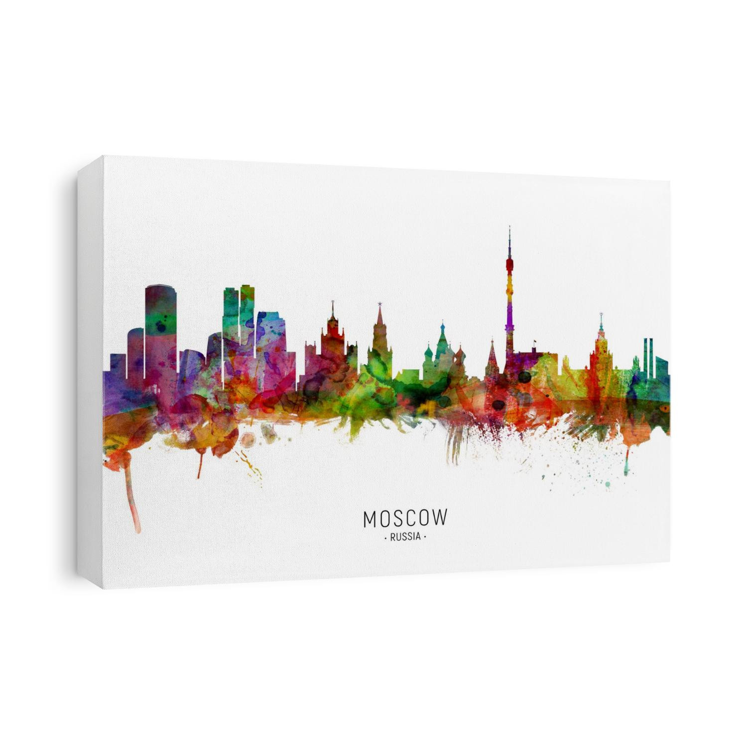 Watercolor art print of the skyline of Moscow, Russia