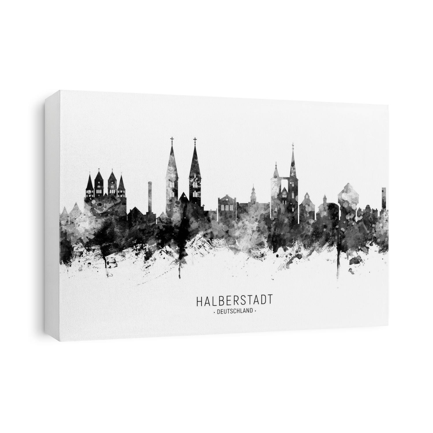 Watercolor art print of the skyline of Halberstadt, Germany 