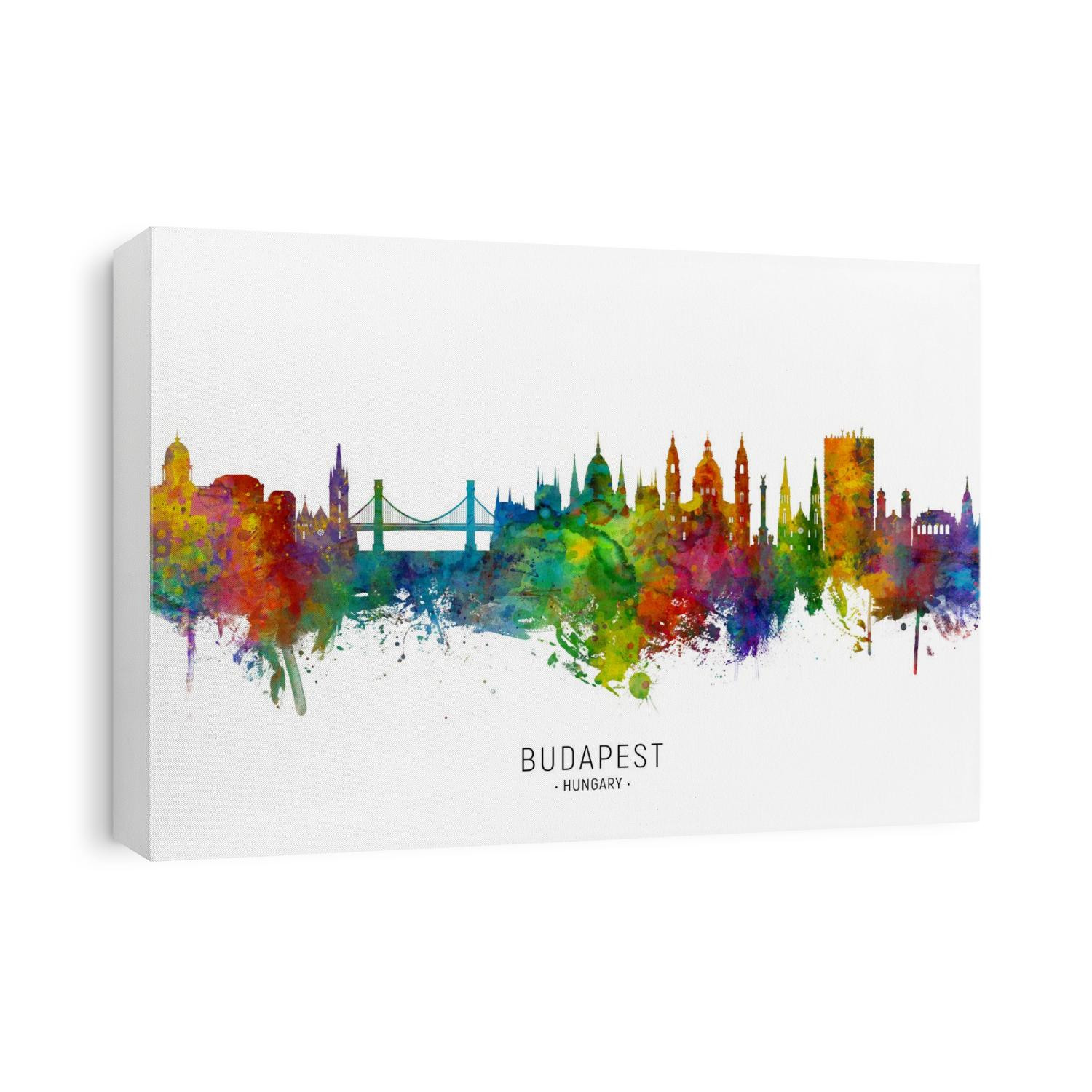 Watercolor art print of the skyline of Budapest, Hungary 