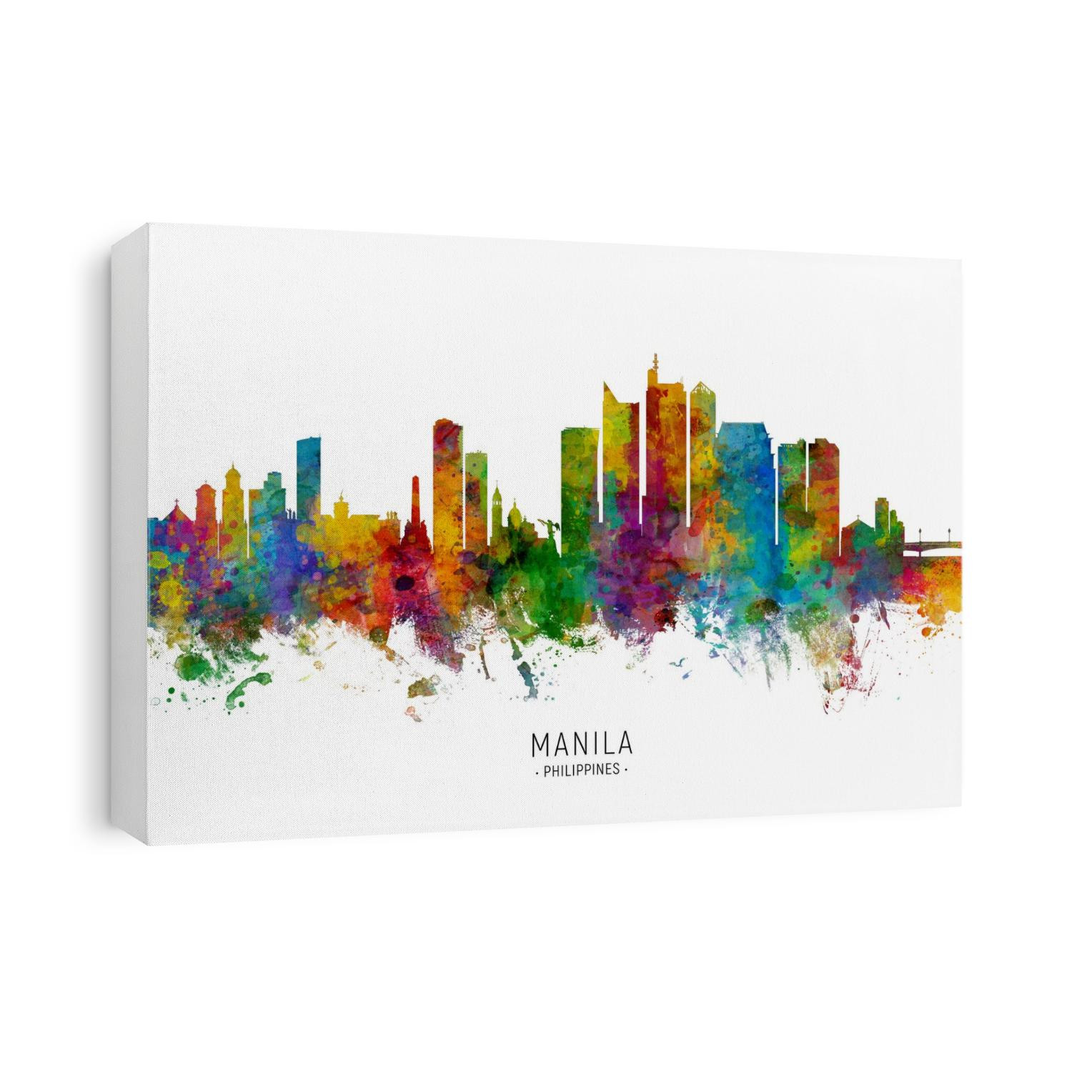Watercolor art print of the skyline of Manila, Philippines