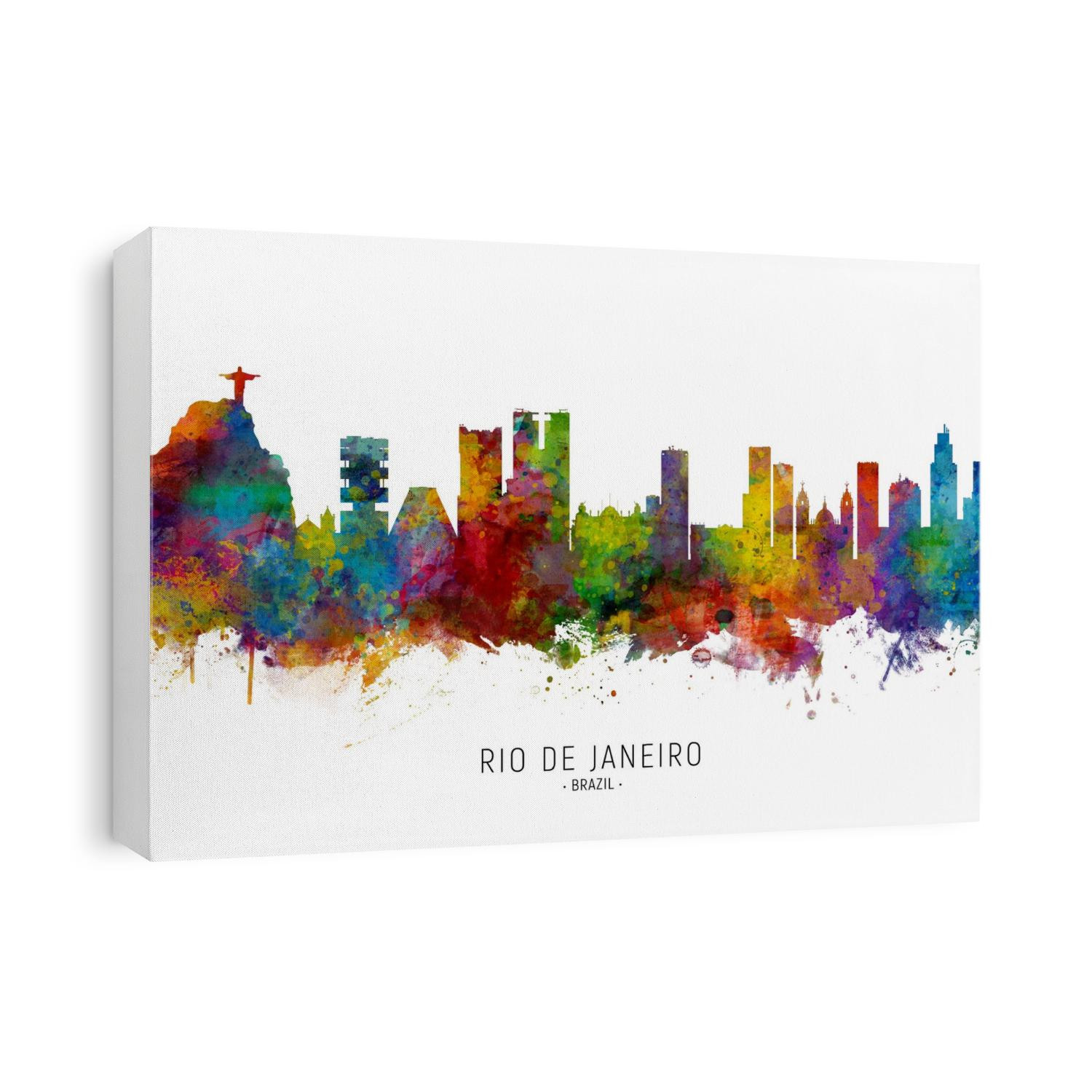Watercolor art print of the skyline of Rio de Janeiro, Brazil