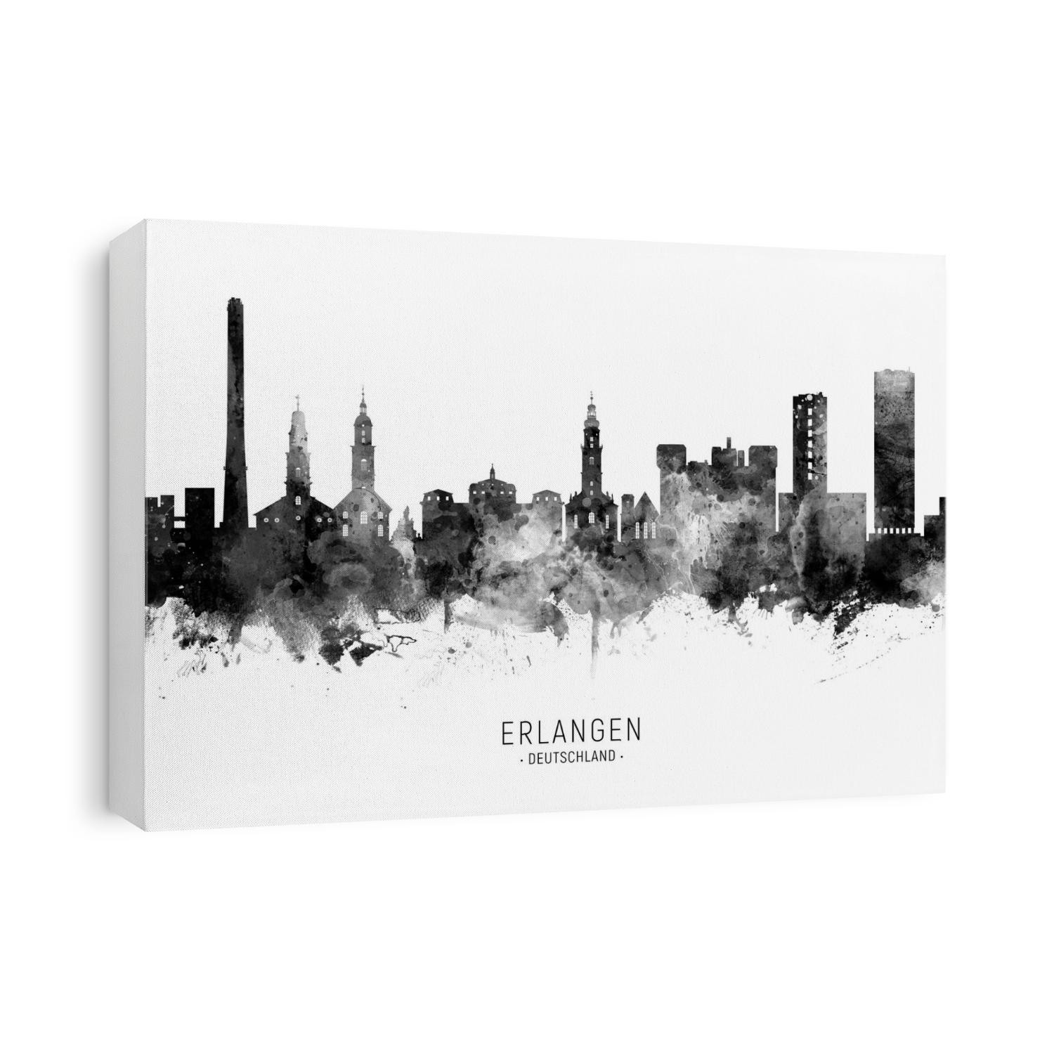 Watercolor art print of the skyline of Erlangen, Germany