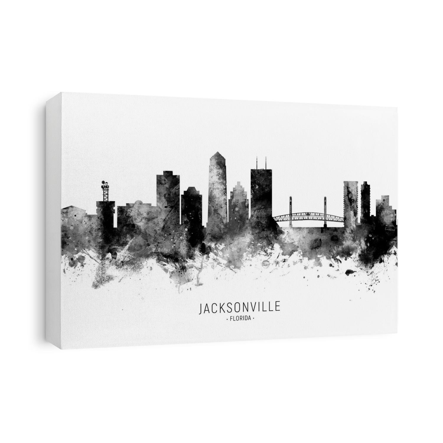 Watercolor art print of the skyline of Jacksonville, Florida, United States