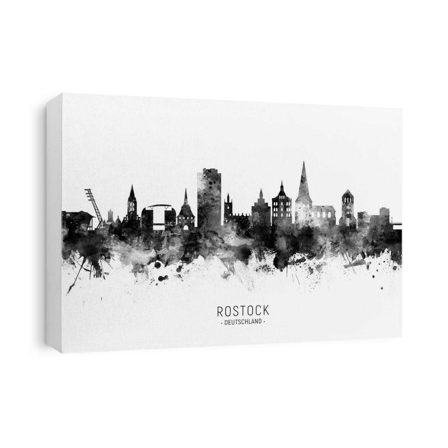 Watercolor art print of the skyline of Rostock, Germany 