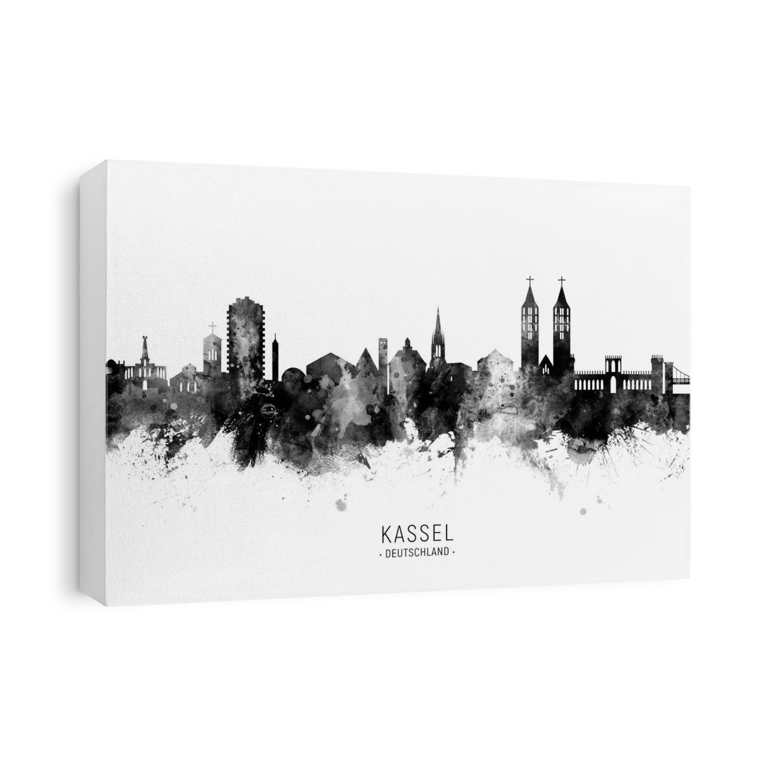 Watercolor art print of the skyline of Kassel, Germany