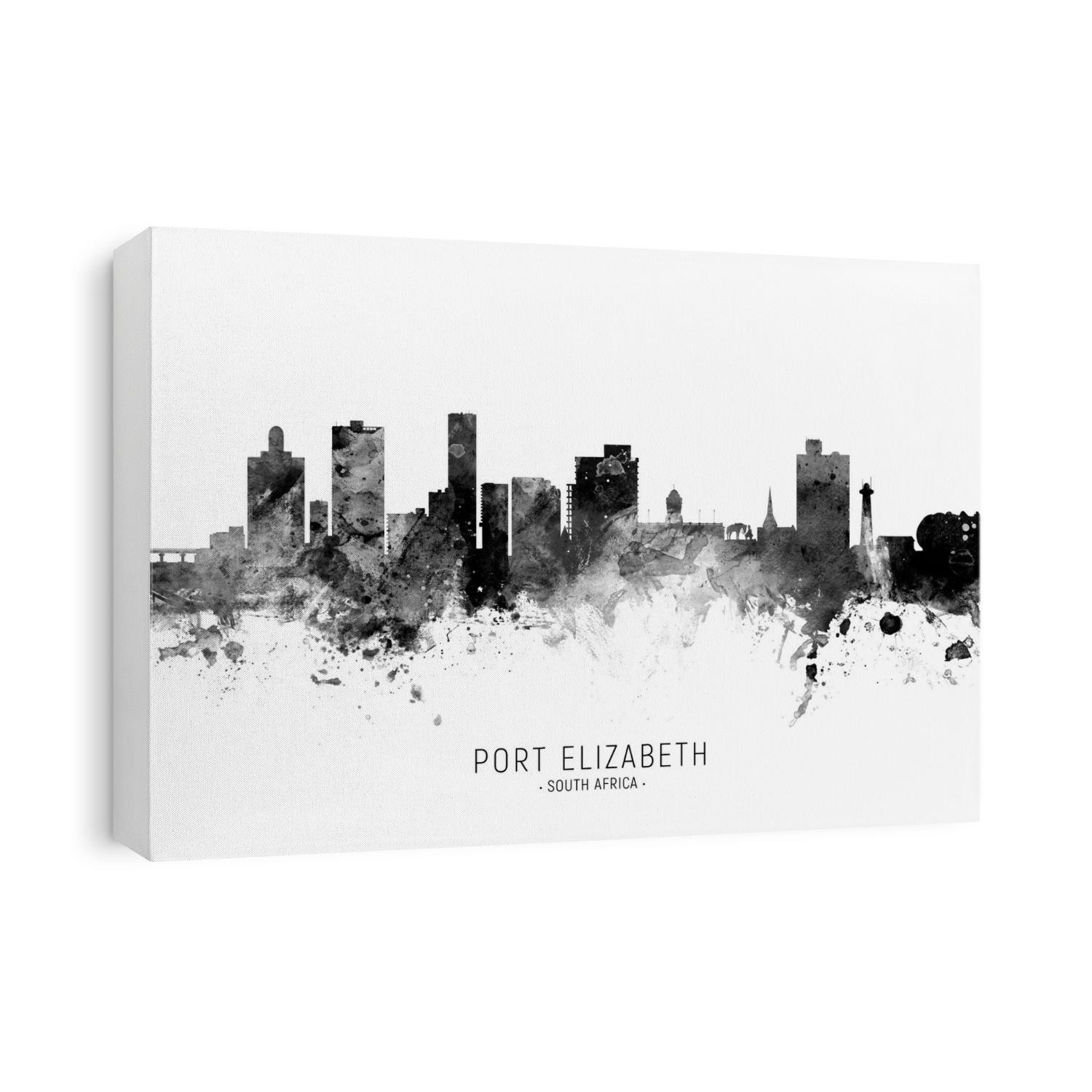 Watercolor art print of the skyline of Port Elizabeth, South Africa