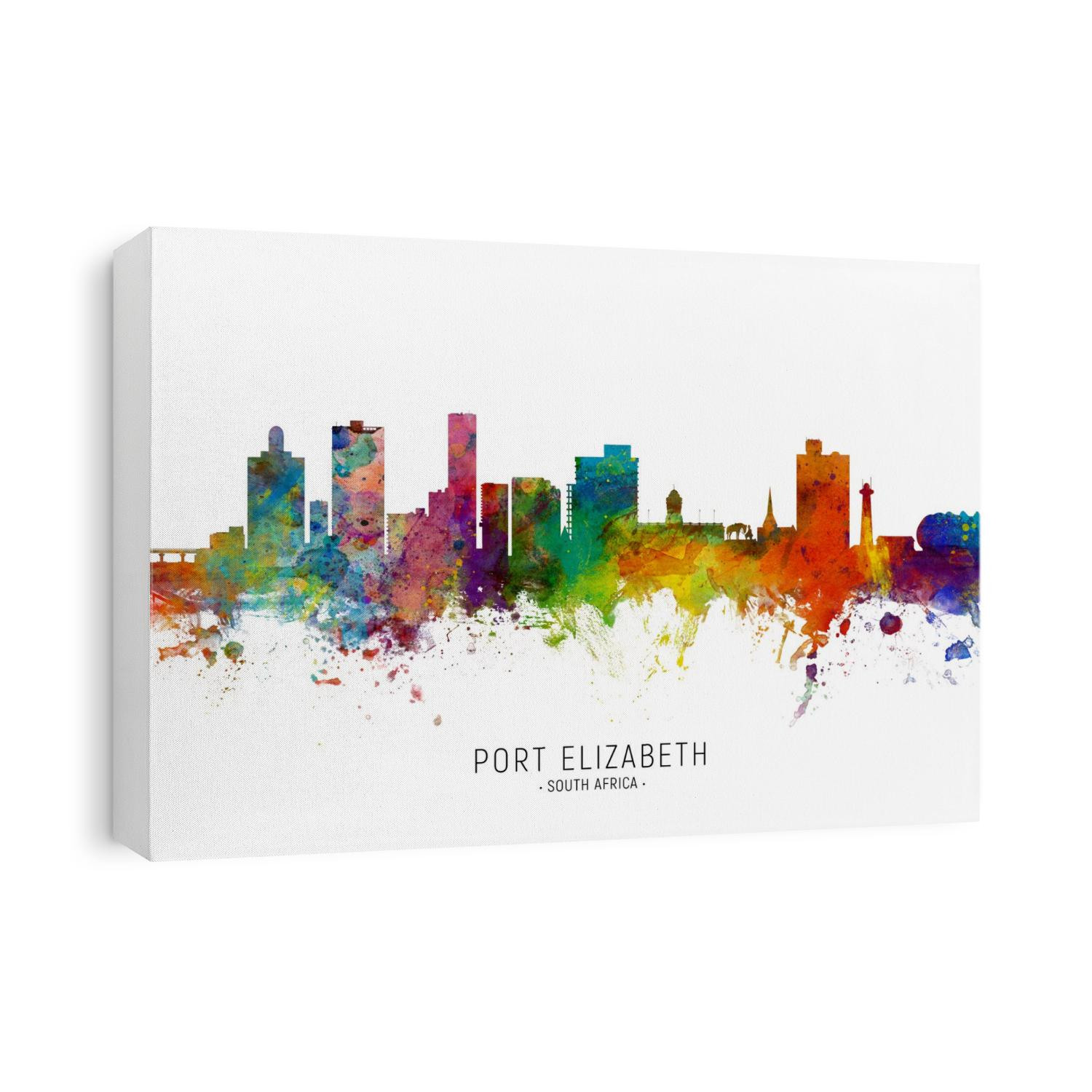 Watercolor art print of the skyline of Port Elizabeth, South Africa