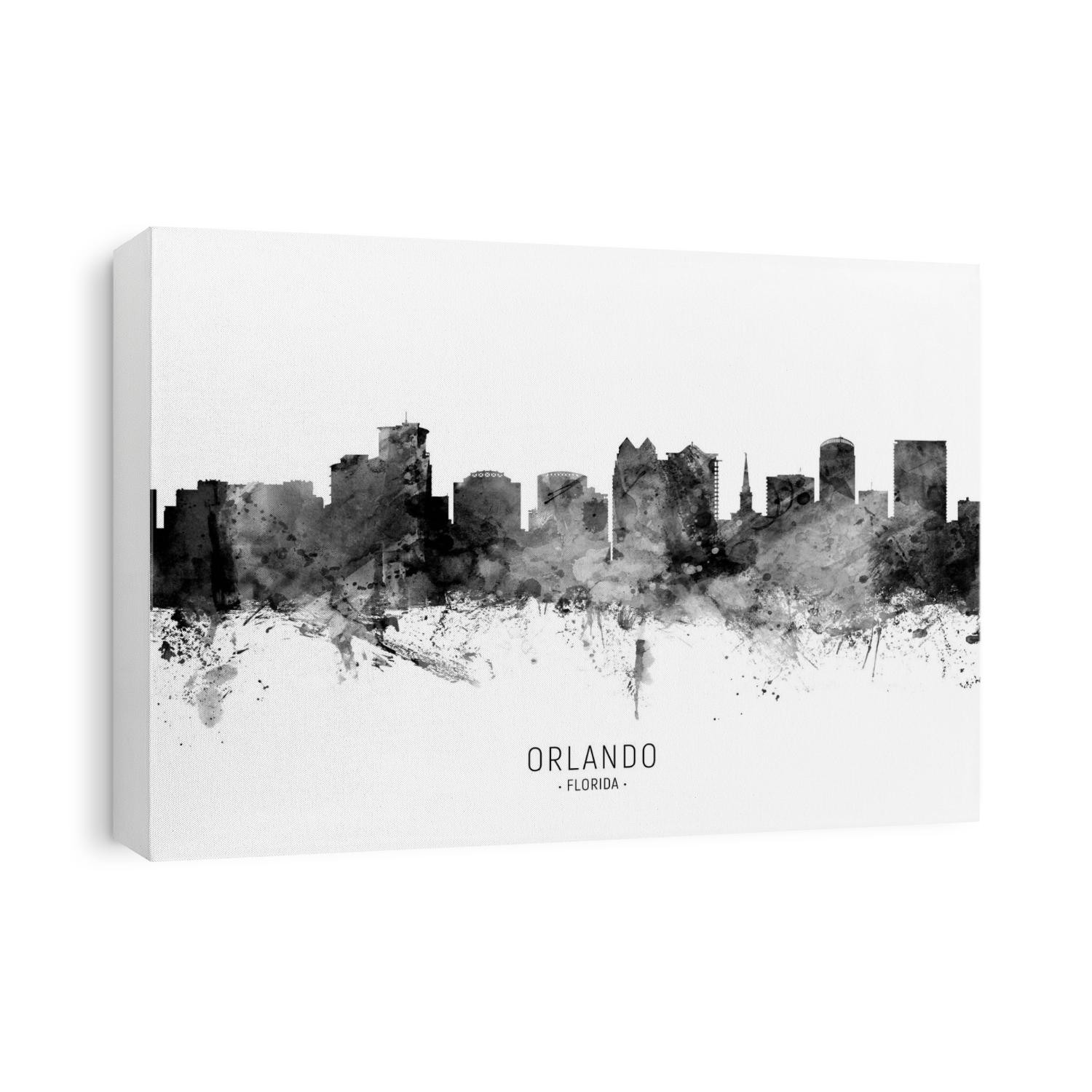 Watercolor art print of the skyline of Orlando, Florida, United States