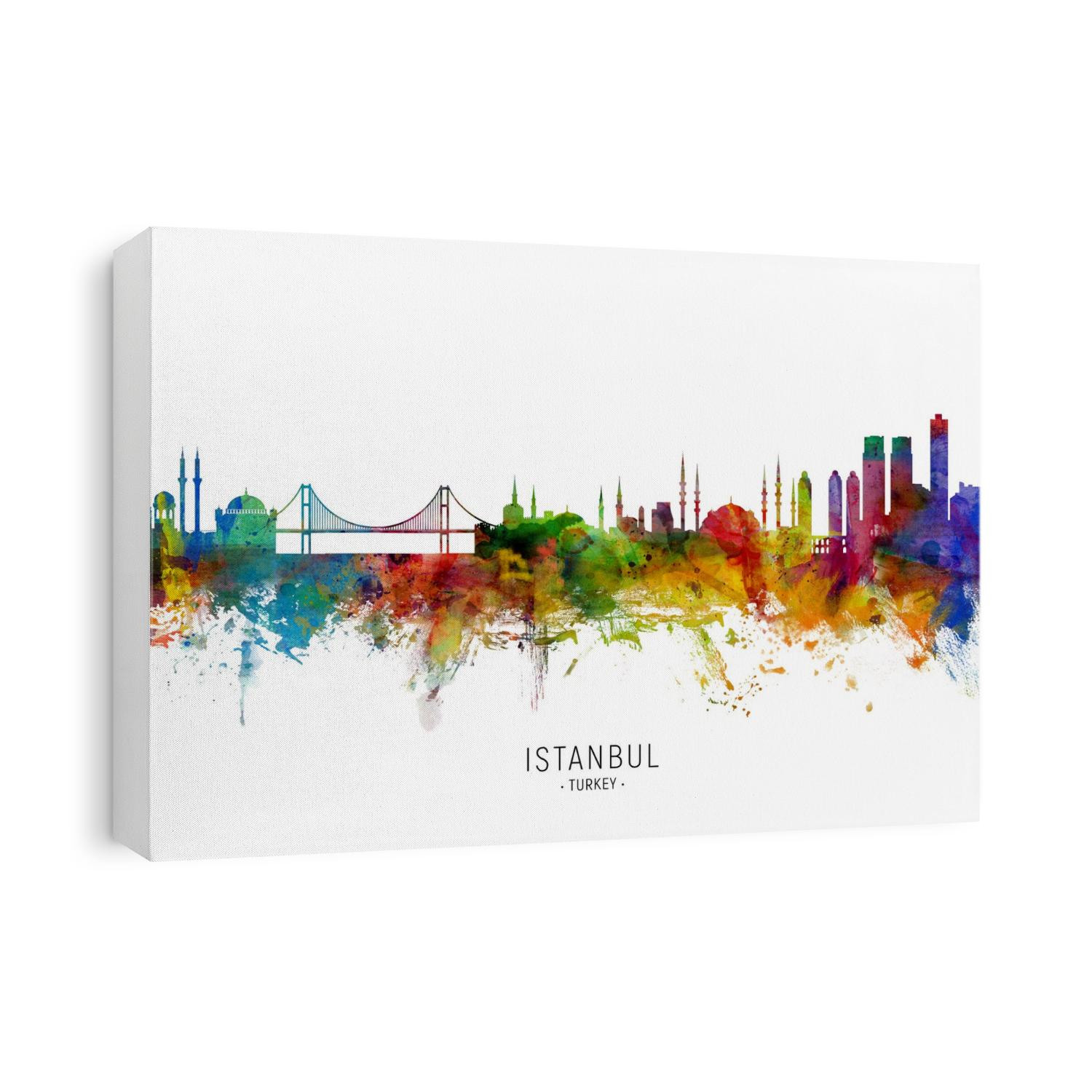 Watercolor art print of the skyline of Istanbul, Turkey