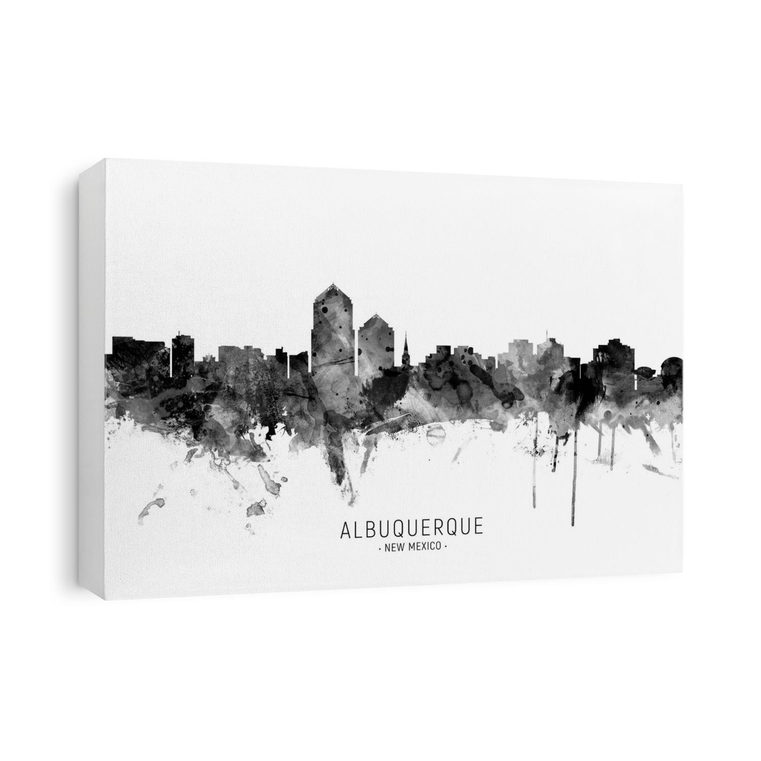 Watercolor art print of the skyline of Albuquerque, New Mexico, United States