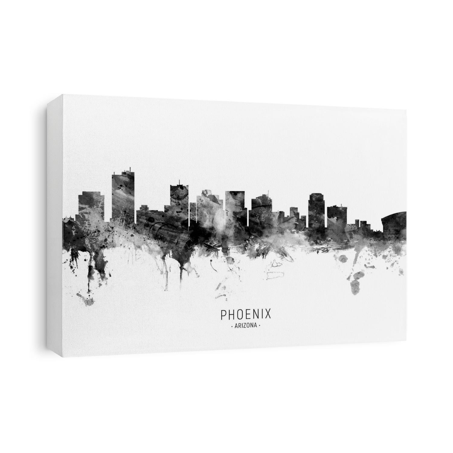 Watercolor art print of the skyline of Phoenix, Arizona, United States