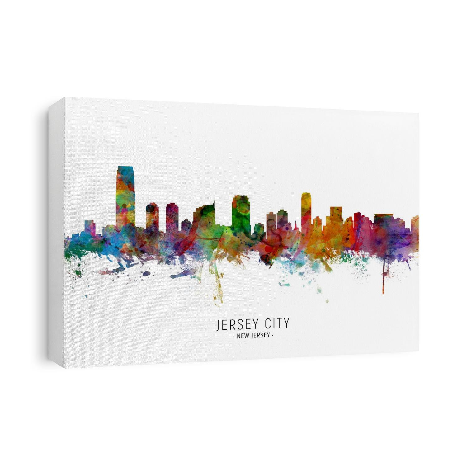 Watercolor art print of the skyline of Jersey City, New Jersey, United States